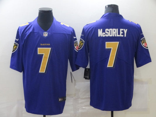 Men's Baltimore Ravens Trace McSorley #7 Purple Game Jerseys