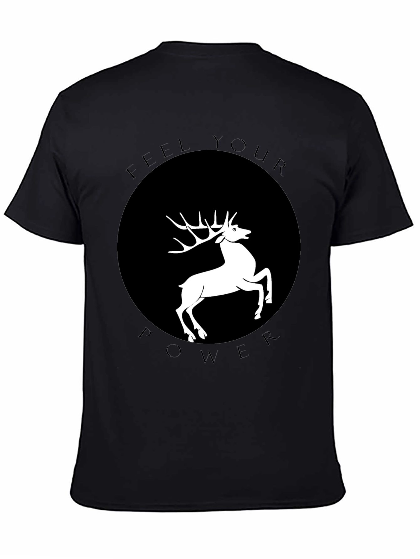 Feel Your Power Deer Graphic T-Shirt - Black