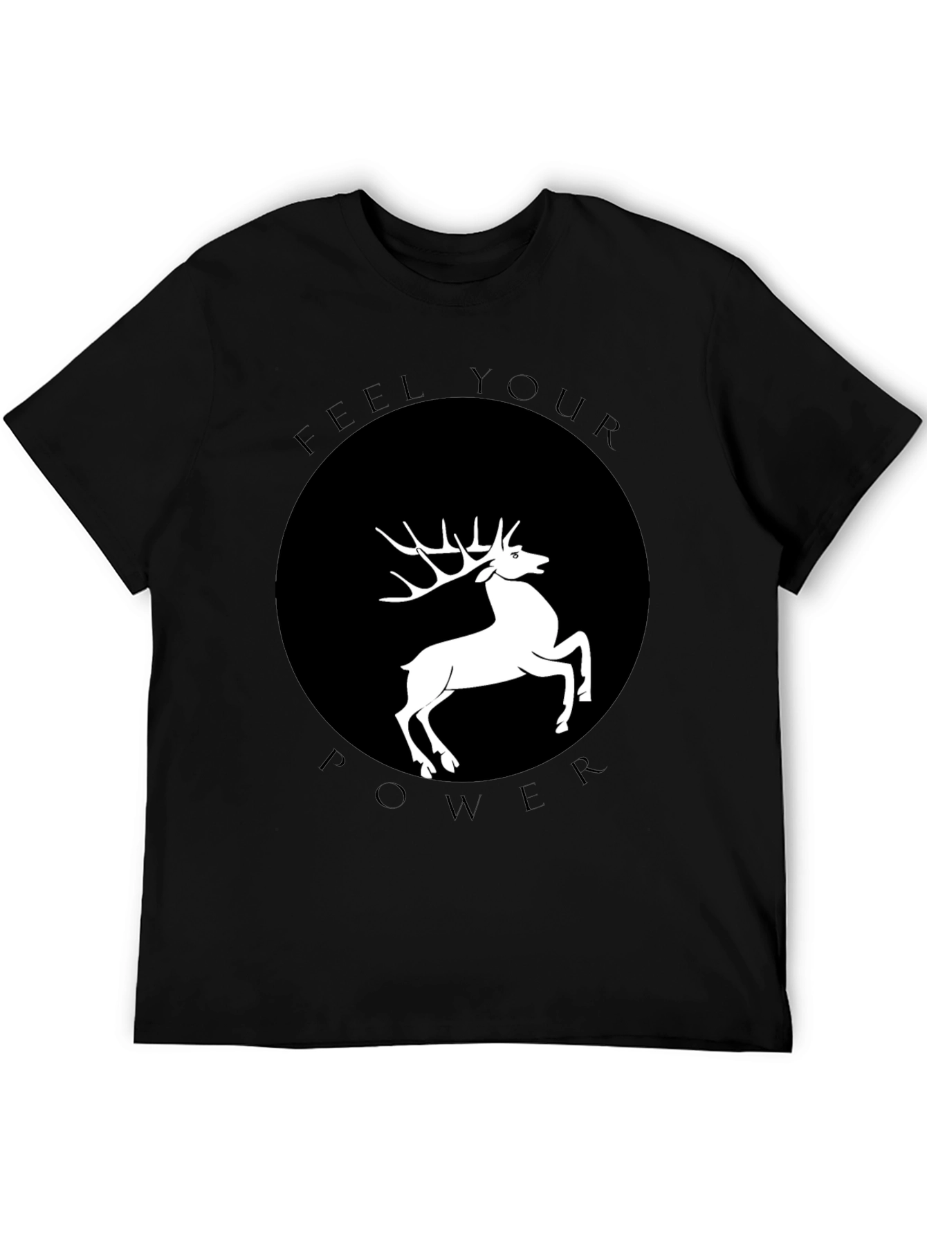 Feel Your Power Deer Graphic T-Shirt - Black