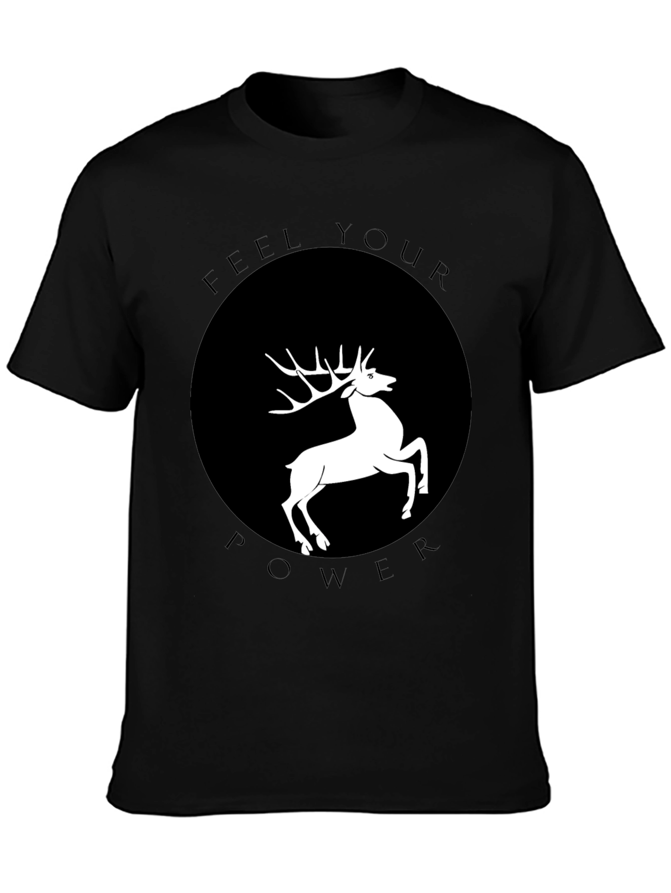 Feel Your Power Deer Graphic T-Shirt - Black