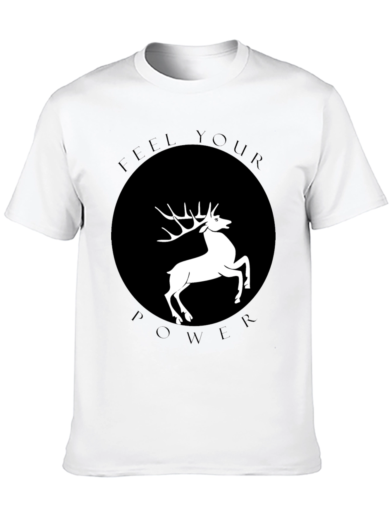 Feel Your Power Deer Graphic T-Shirt - Black