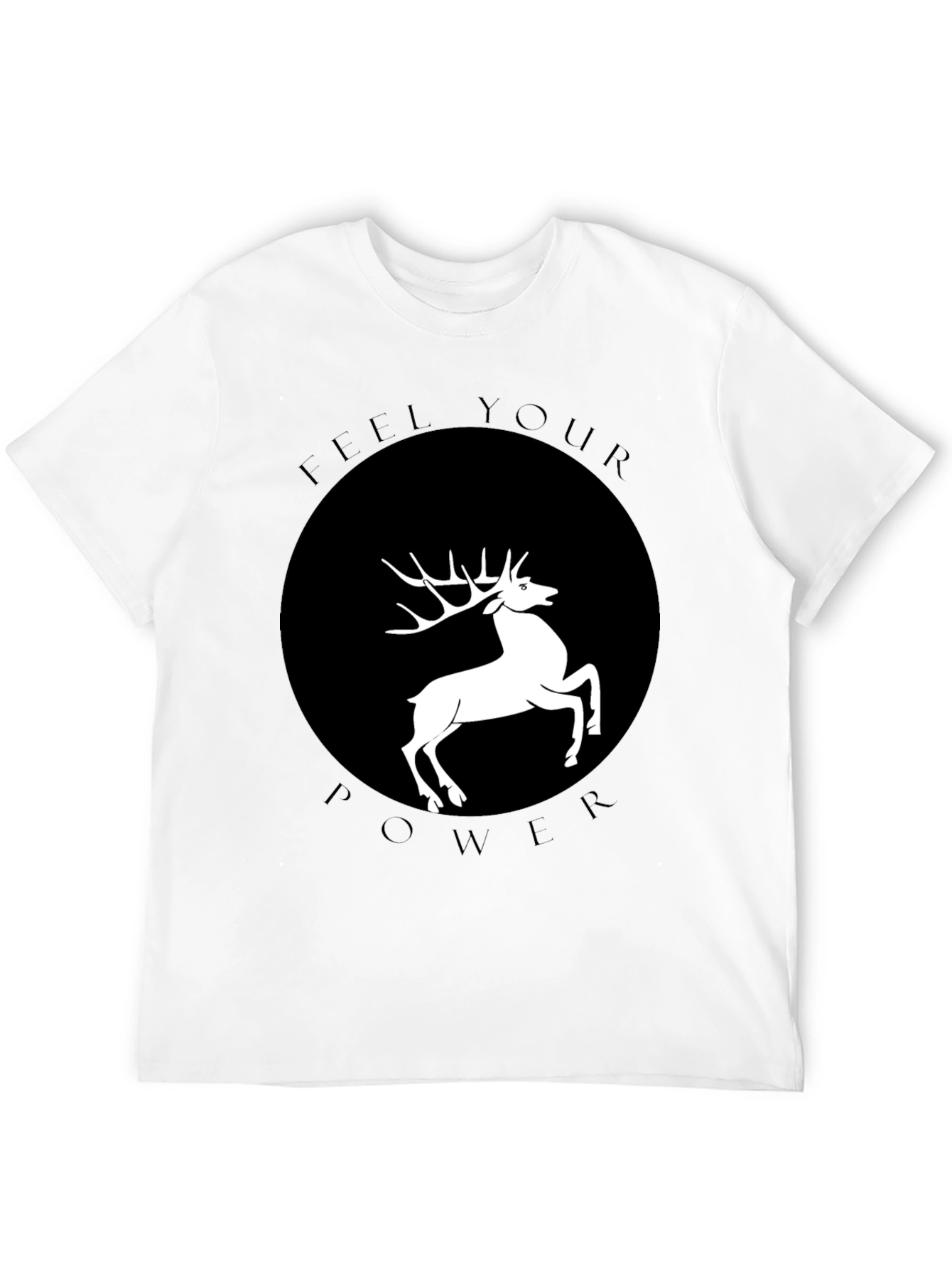 Feel Your Power Deer Graphic T-Shirt - Black