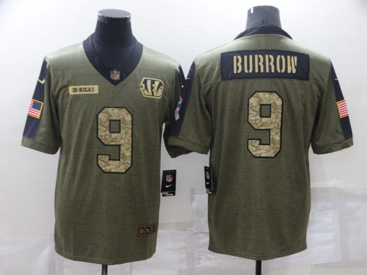 Men's Cincinnati Bengals Joe Burrow #9 Brown Game Jerseys