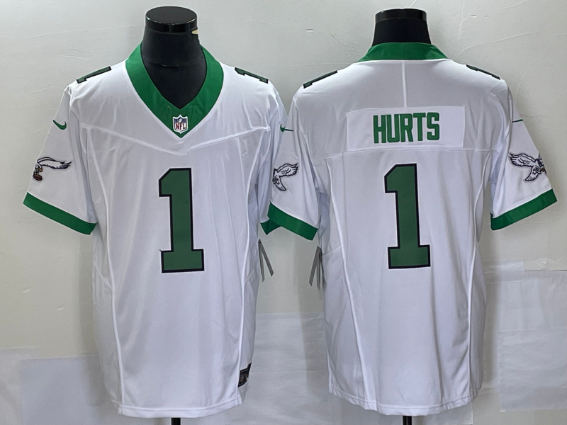 Men's Philadelphia Eagles Jalen Hurts #1 White Game Player Jerseys