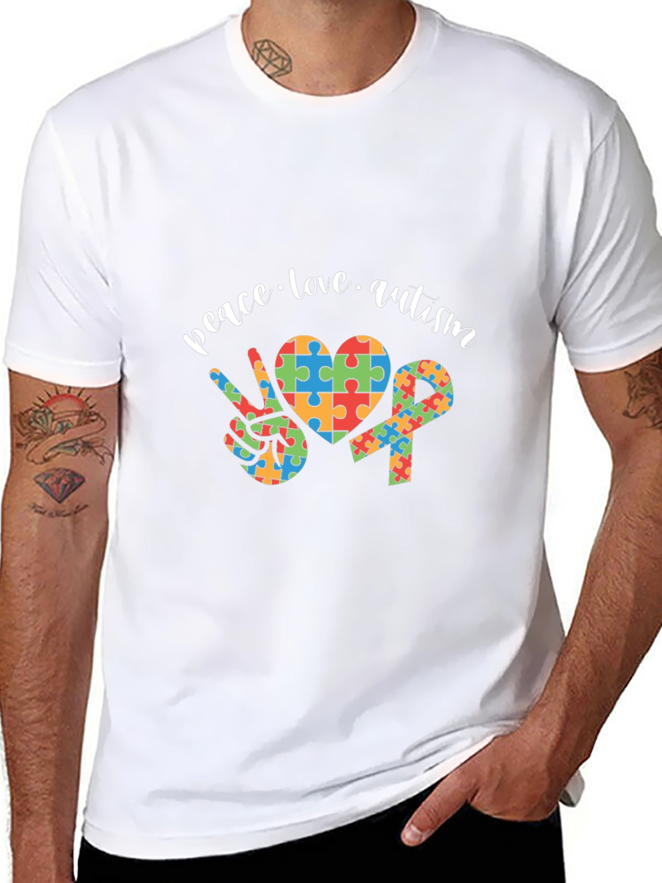 Peace Love Autism T-Shirt - Awareness & Support