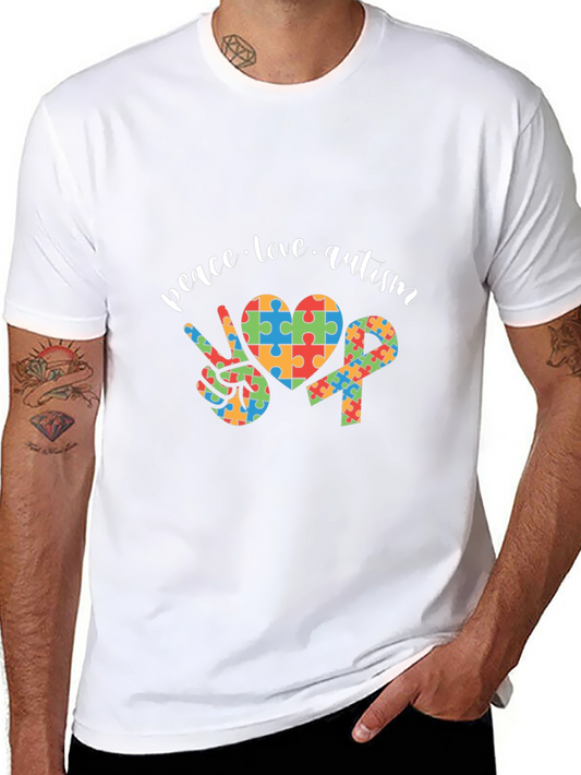Peace Love Autism T-Shirt - Awareness & Support