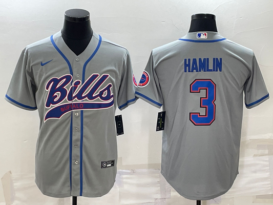 Men's Buffalo Bills Damar Hamlin #3 Gray Game Jerseys Joint Edition