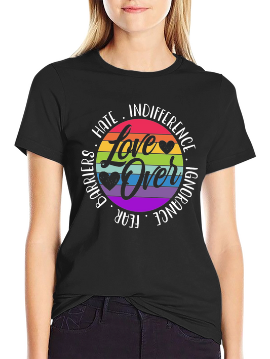 Love Over Hate Rainbow Graphic Tee