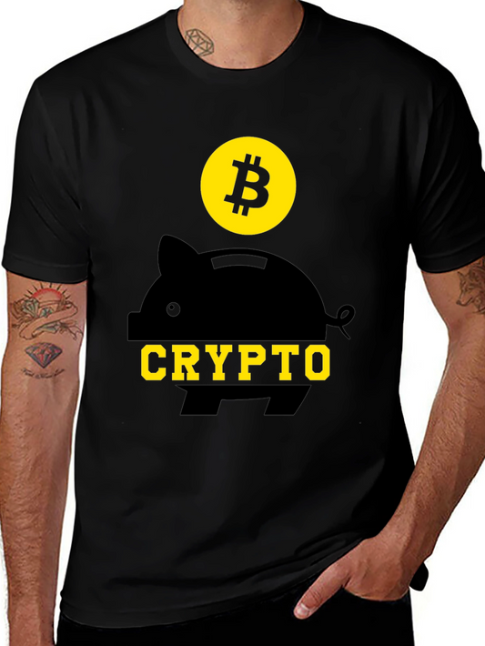 Crypto Piggy Bank Bitcoin Black T-Shirt