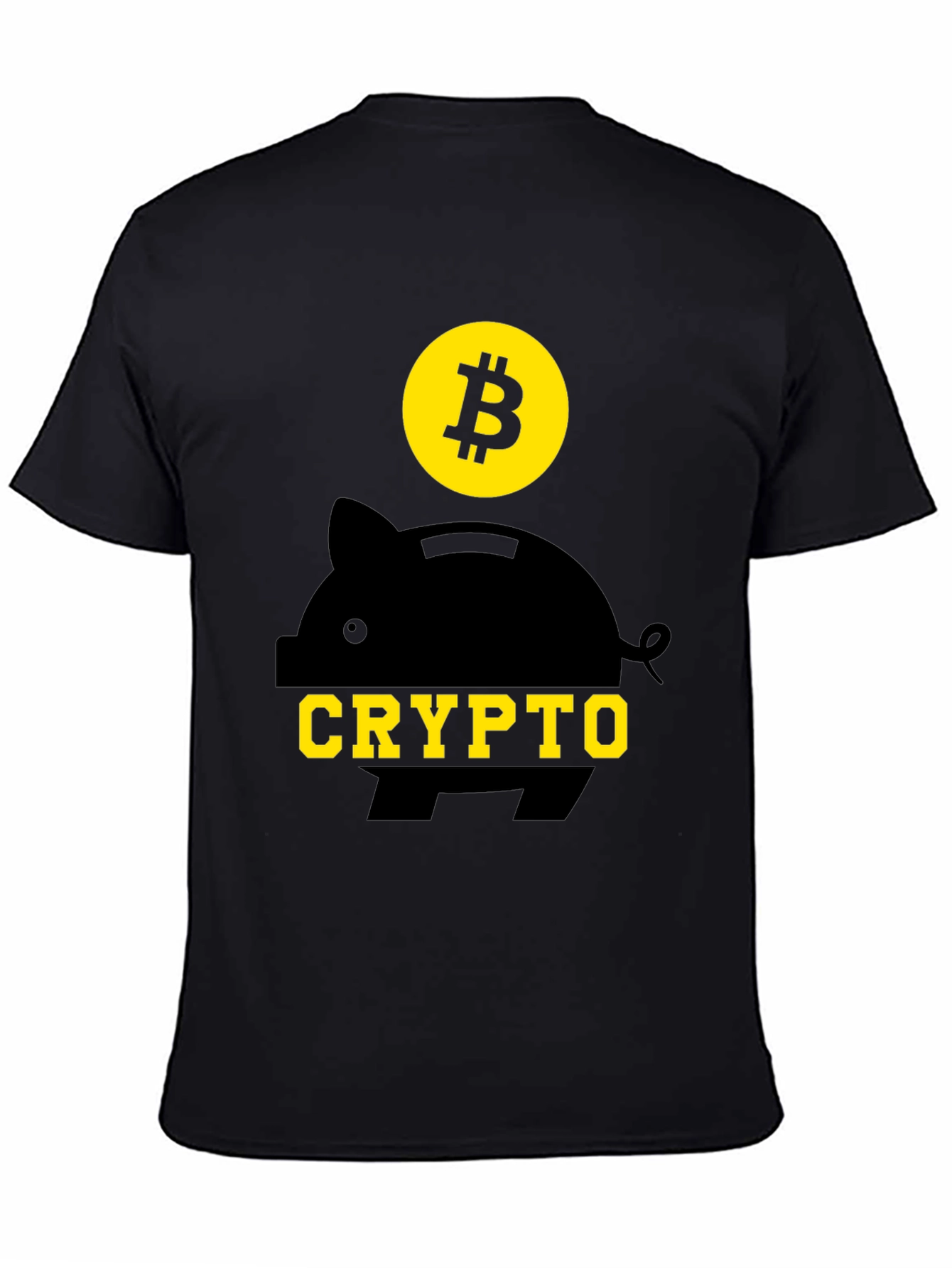 Crypto Piggy Bank Bitcoin Black T-Shirt
