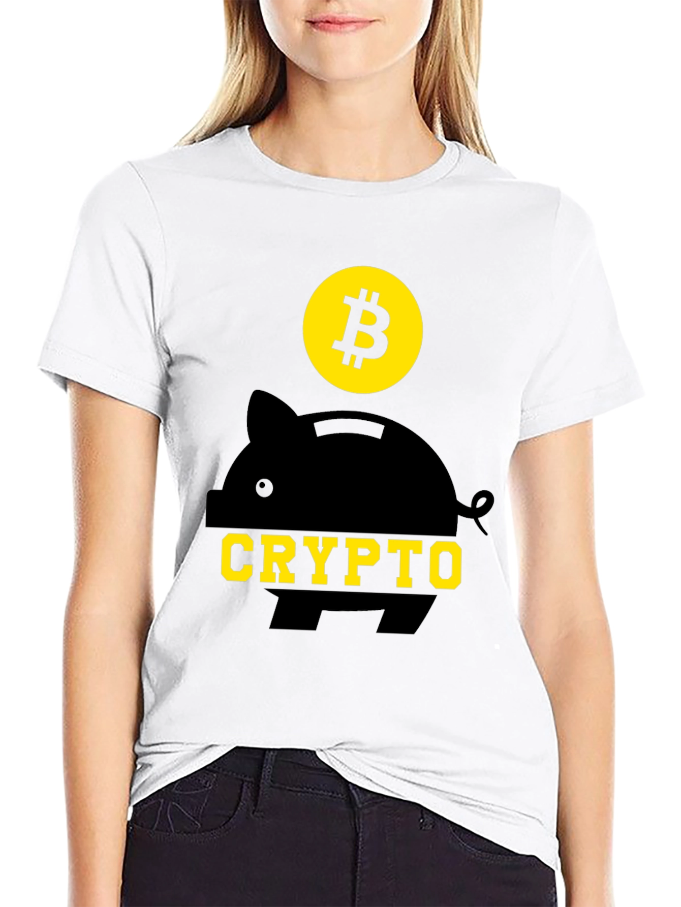 Crypto Piggy Bank Bitcoin Black T-Shirt
