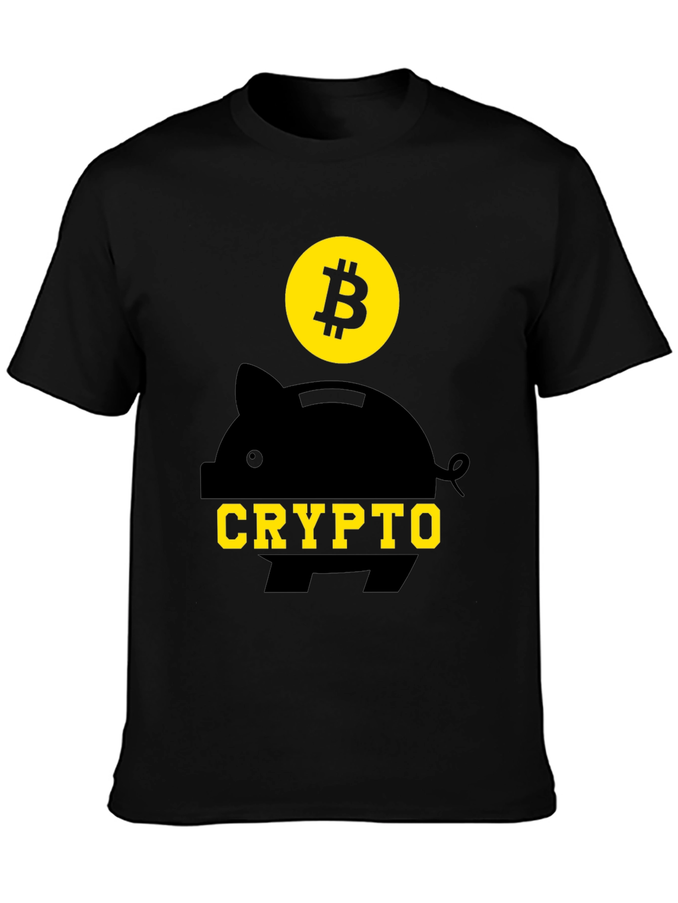 Crypto Piggy Bank Bitcoin Black T-Shirt