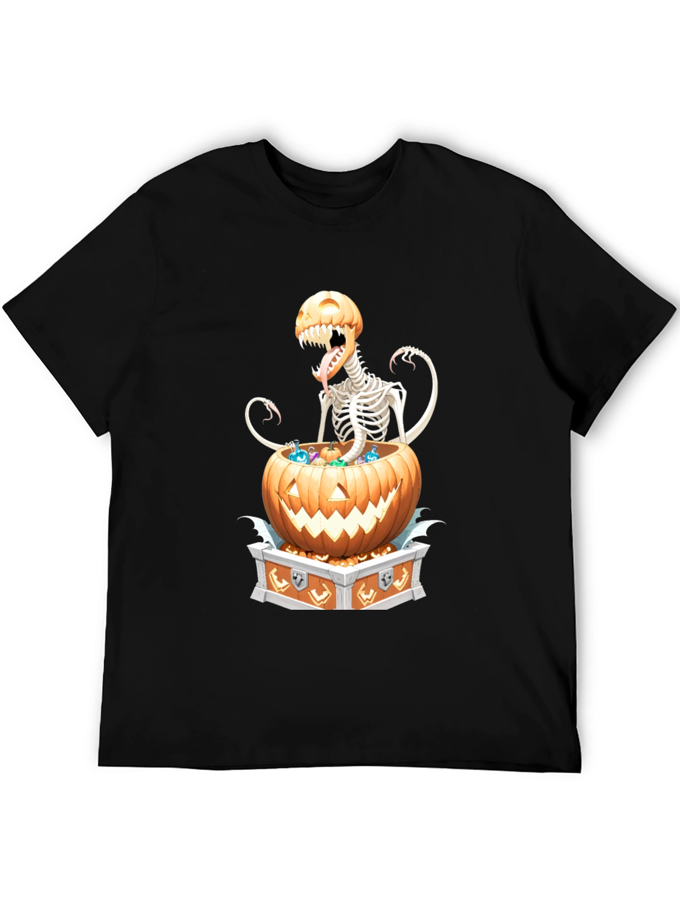Spooky Skeleton Pumpkin T-Shirt - Halloween Style
