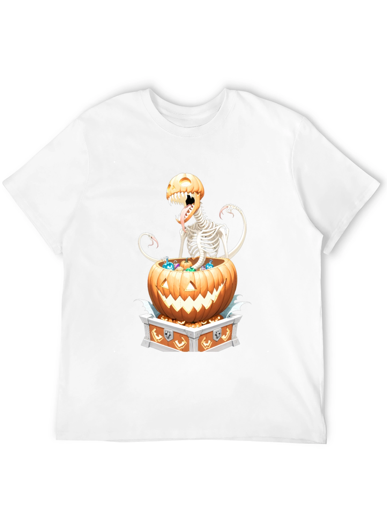 Spooky Skeleton Pumpkin T-Shirt - Halloween Style