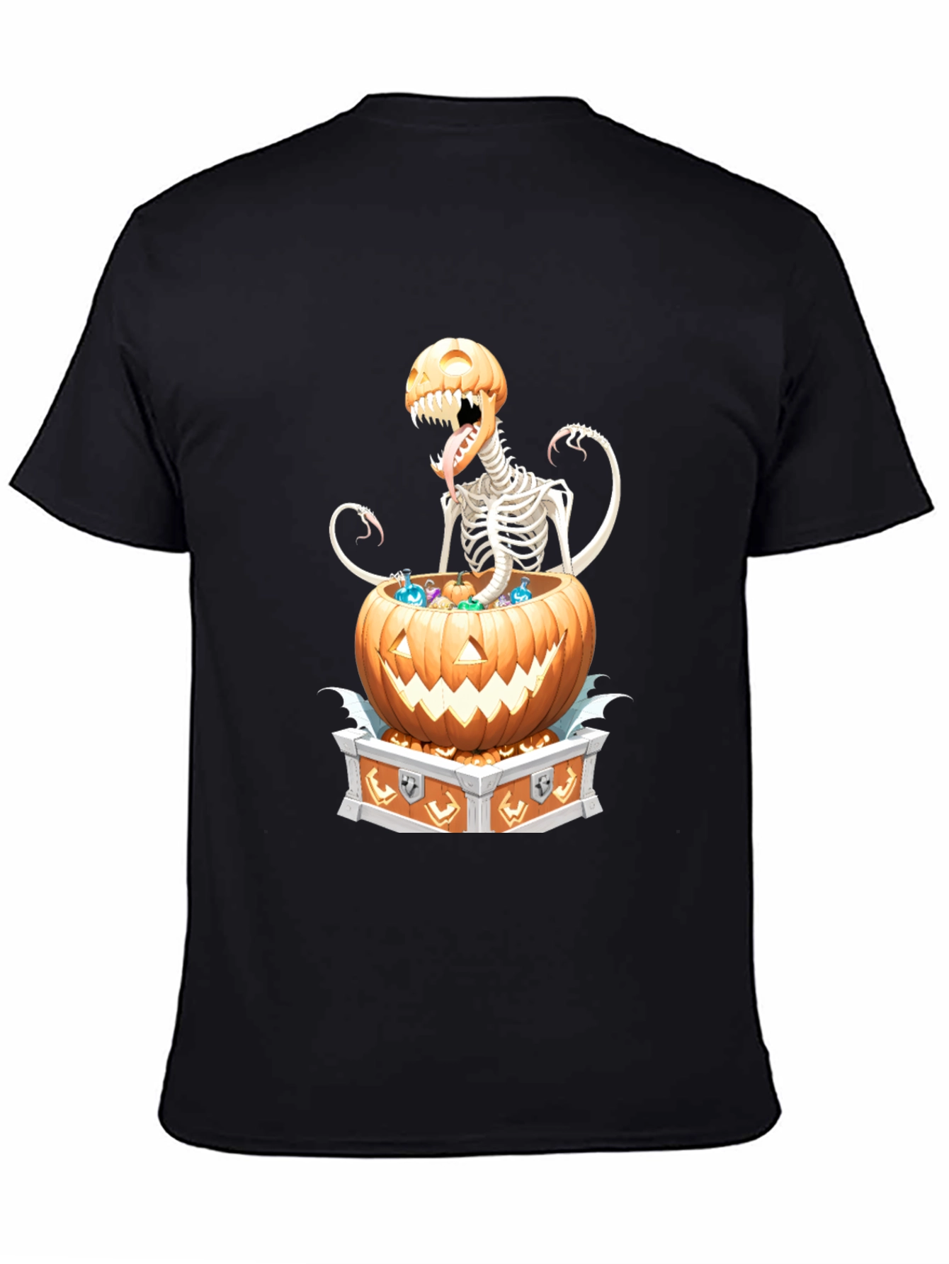 Spooky Skeleton Pumpkin T-Shirt - Halloween Style