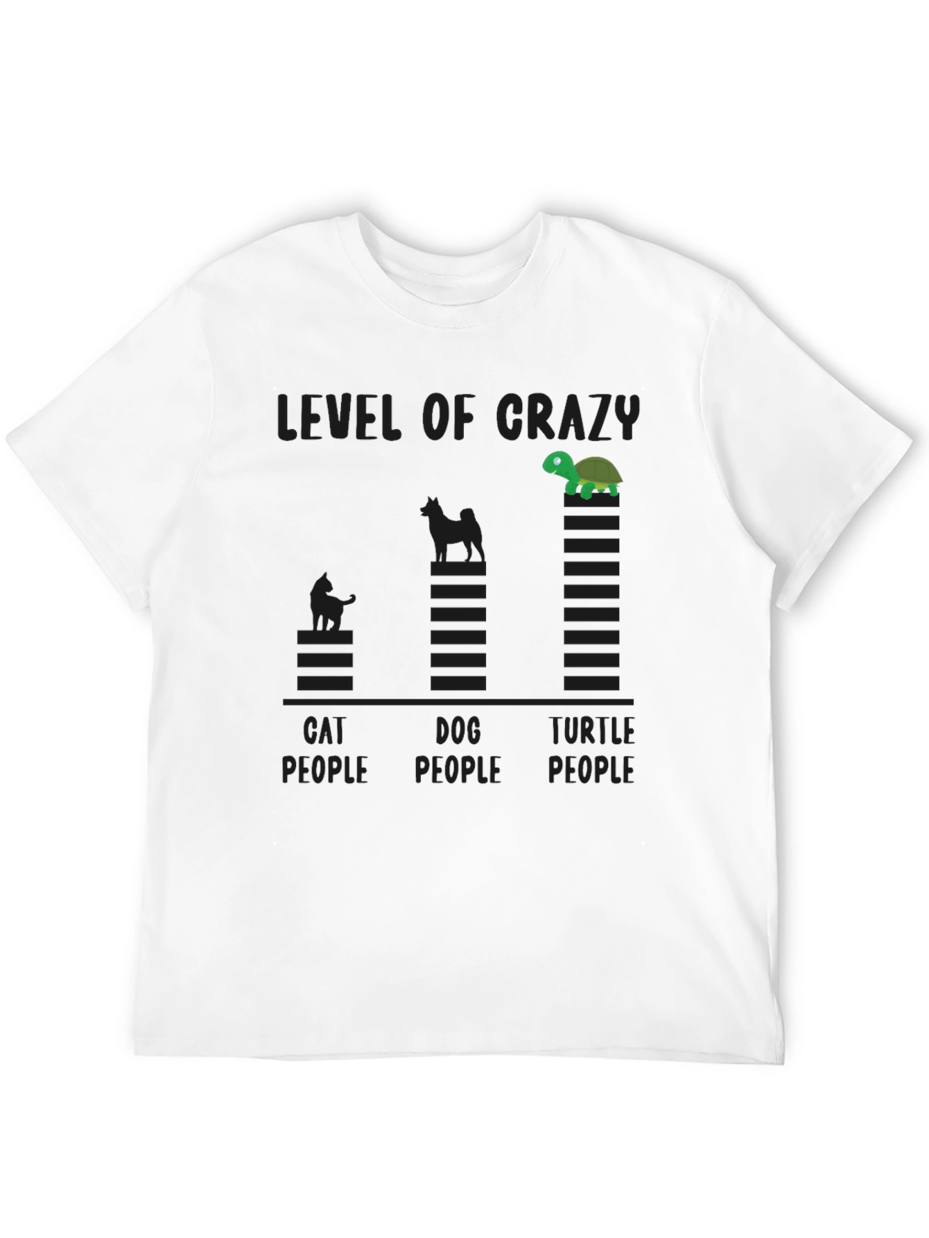Level of Crazy Cat Dog Turtle People Funny T-Shirt
