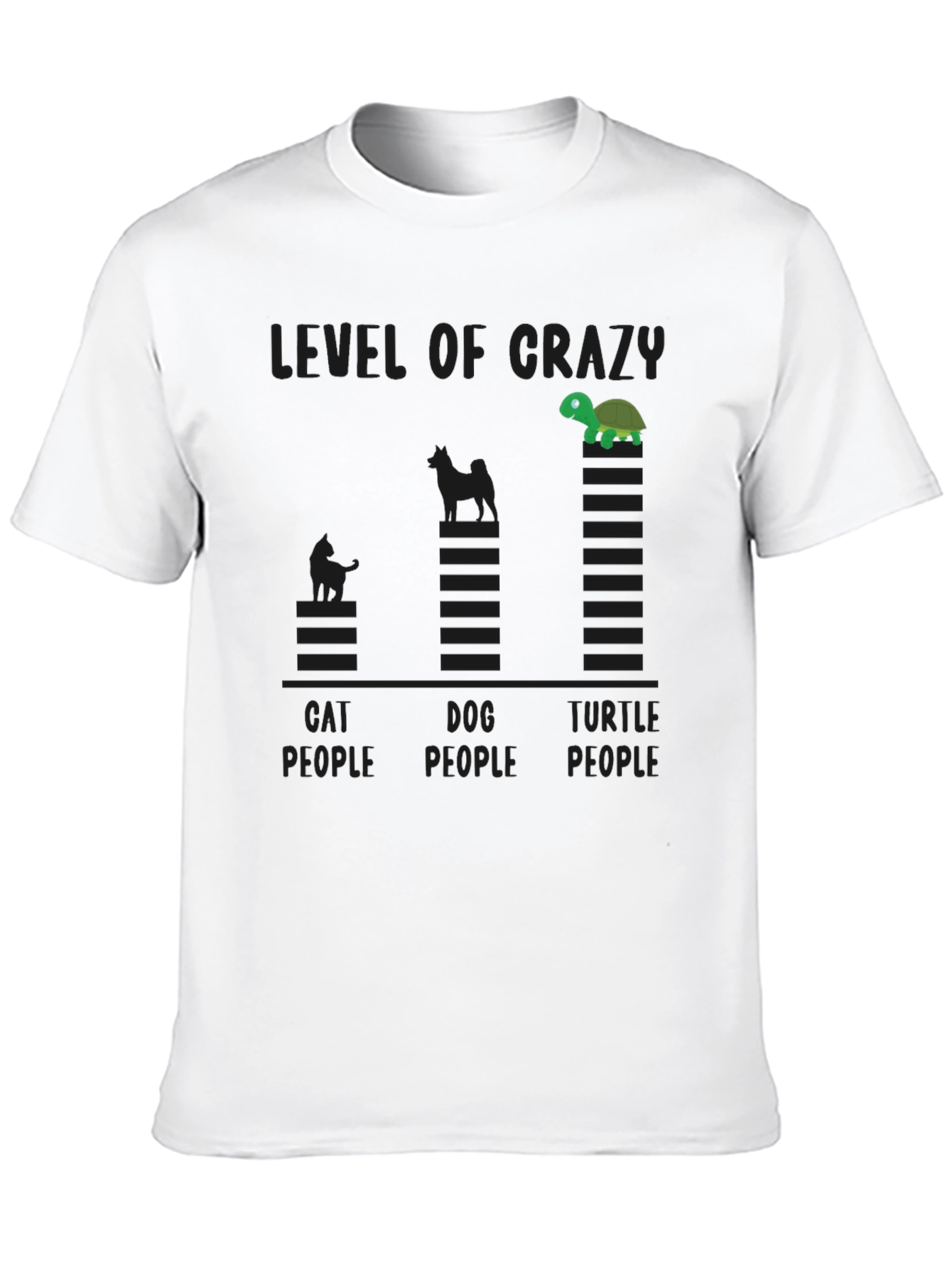 Level of Crazy Cat Dog Turtle People Funny T-Shirt