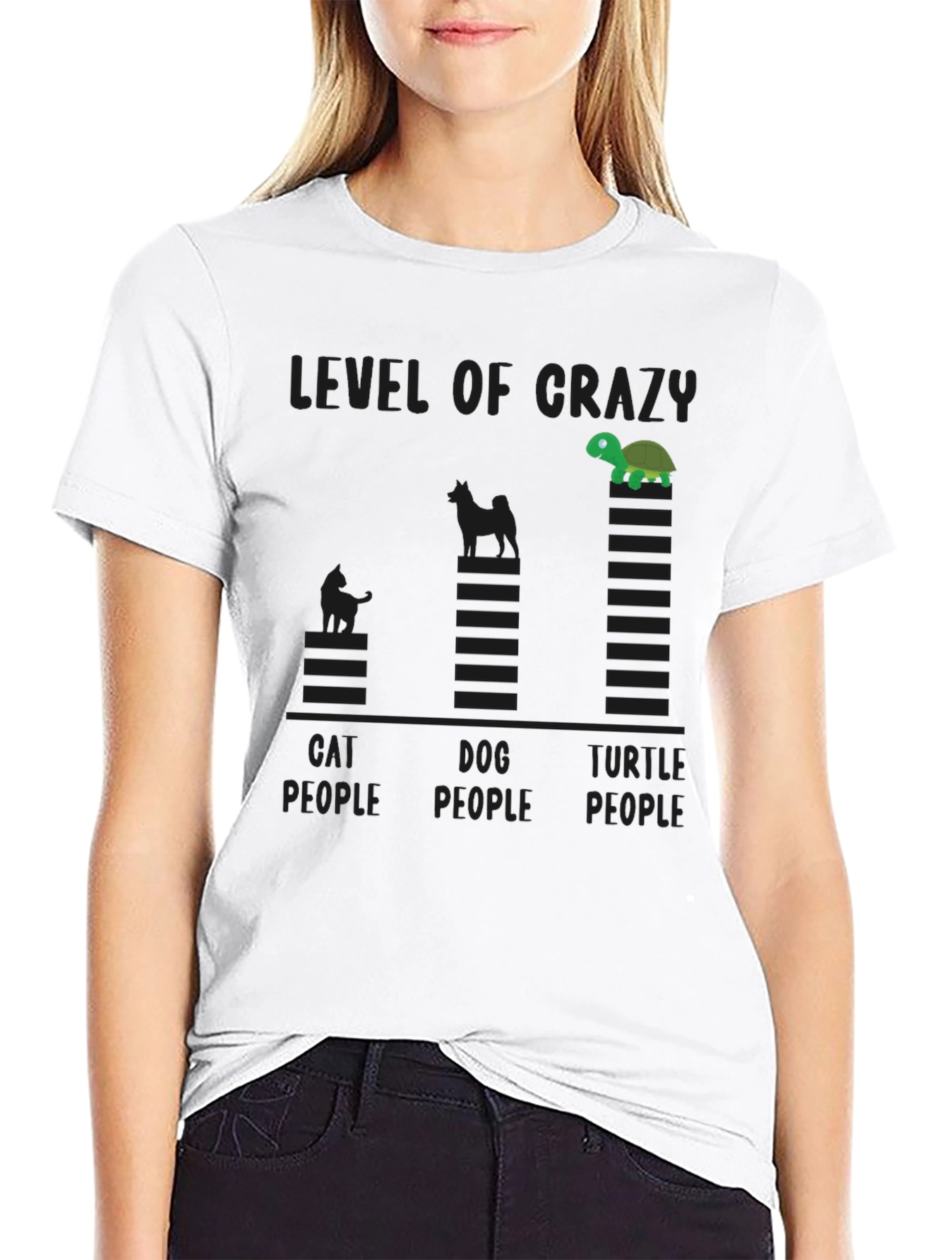 Level of Crazy Cat Dog Turtle People Funny T-Shirt