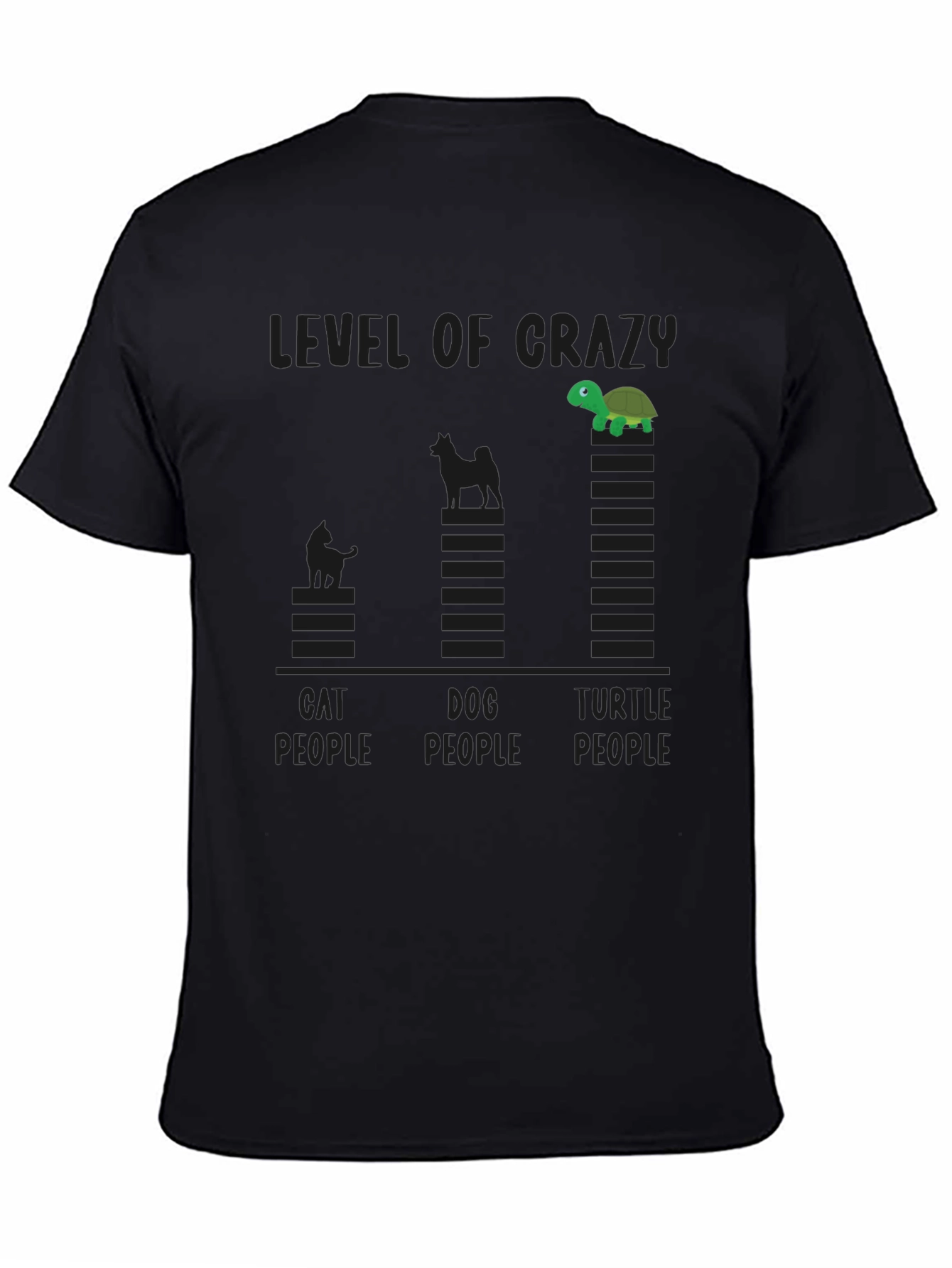 Level of Crazy Cat Dog Turtle People Funny T-Shirt