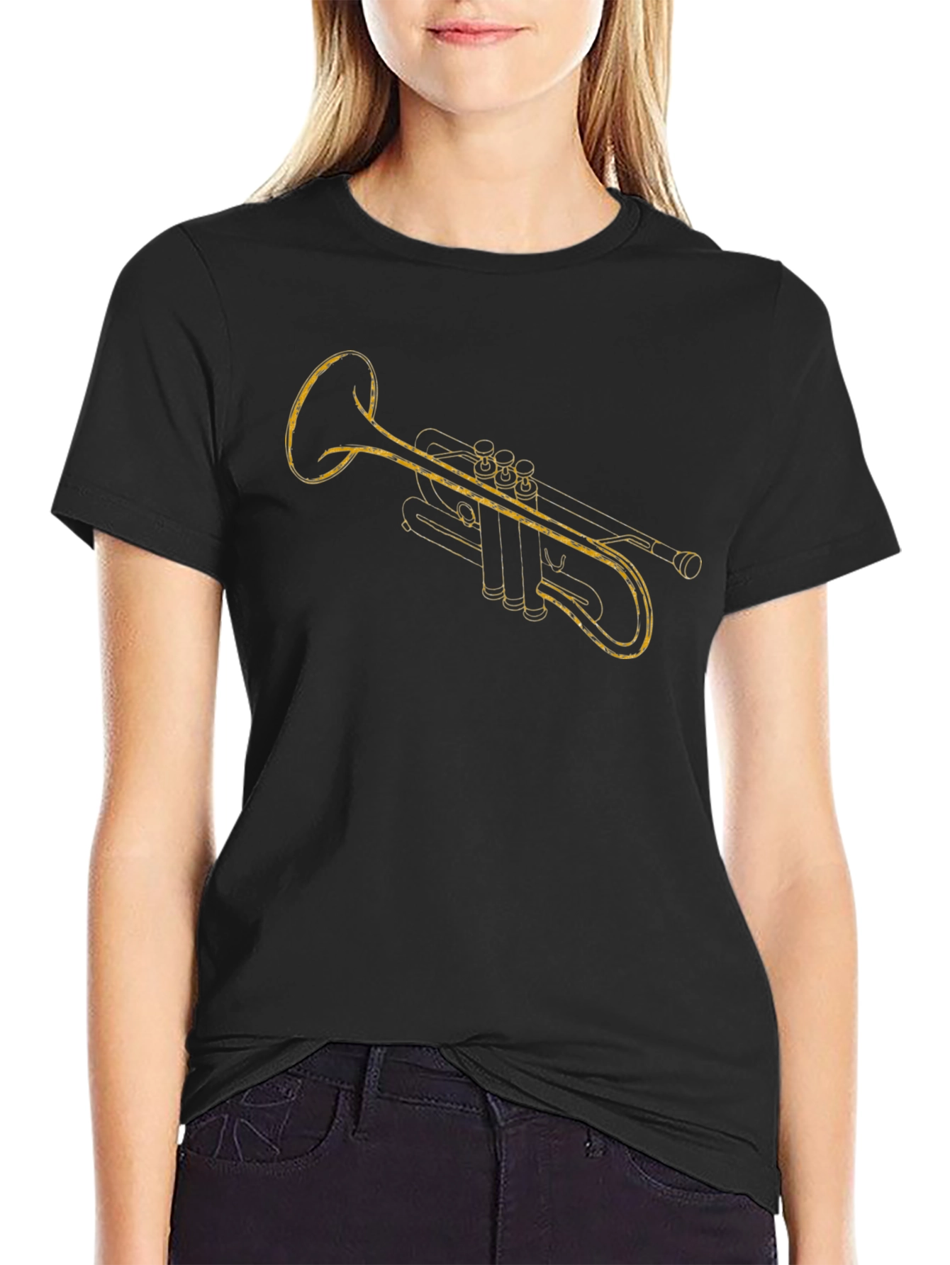Black Trumpet Graphic T-Shirt - Music Lover Tee