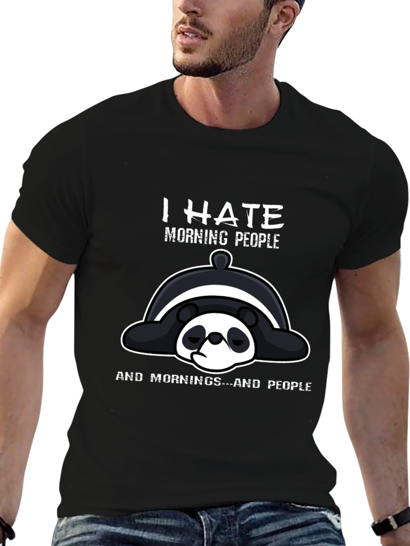 I Hate Morning People Panda Graphic T-Shirt
