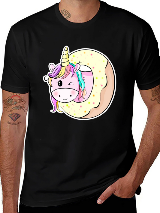 Unicorn Donut Graphic T-Shirt - Black Cotton Tee