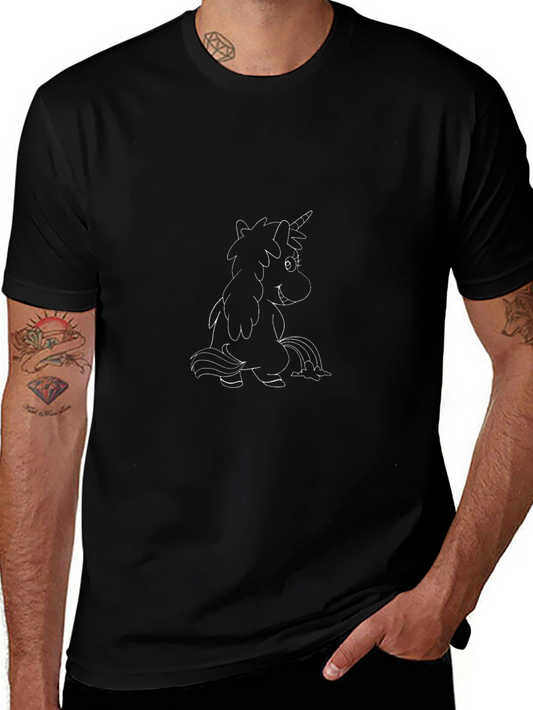 Unicorn Outline Black Tee - Magical Style
