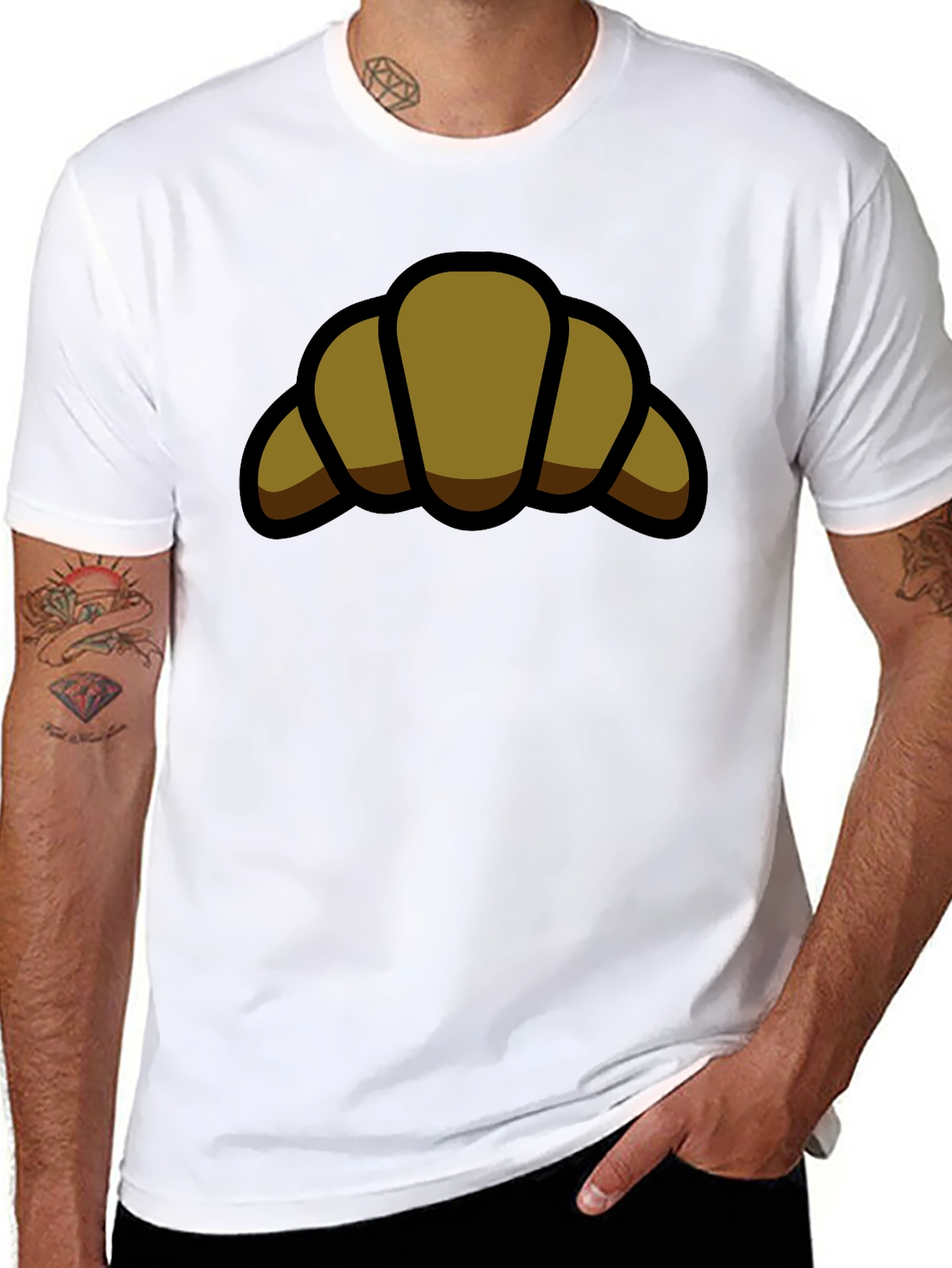 Croissant Graphic Black T-Shirt - Casual Comfort