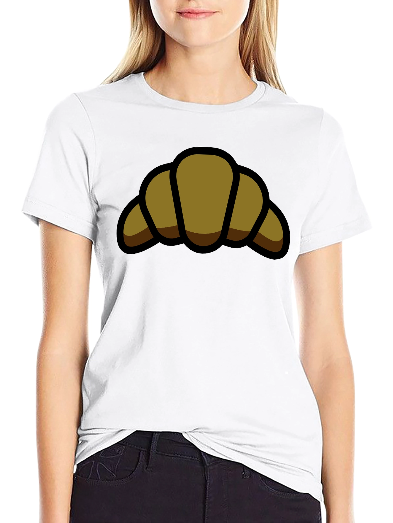 Croissant Graphic Black T-Shirt - Casual Comfort