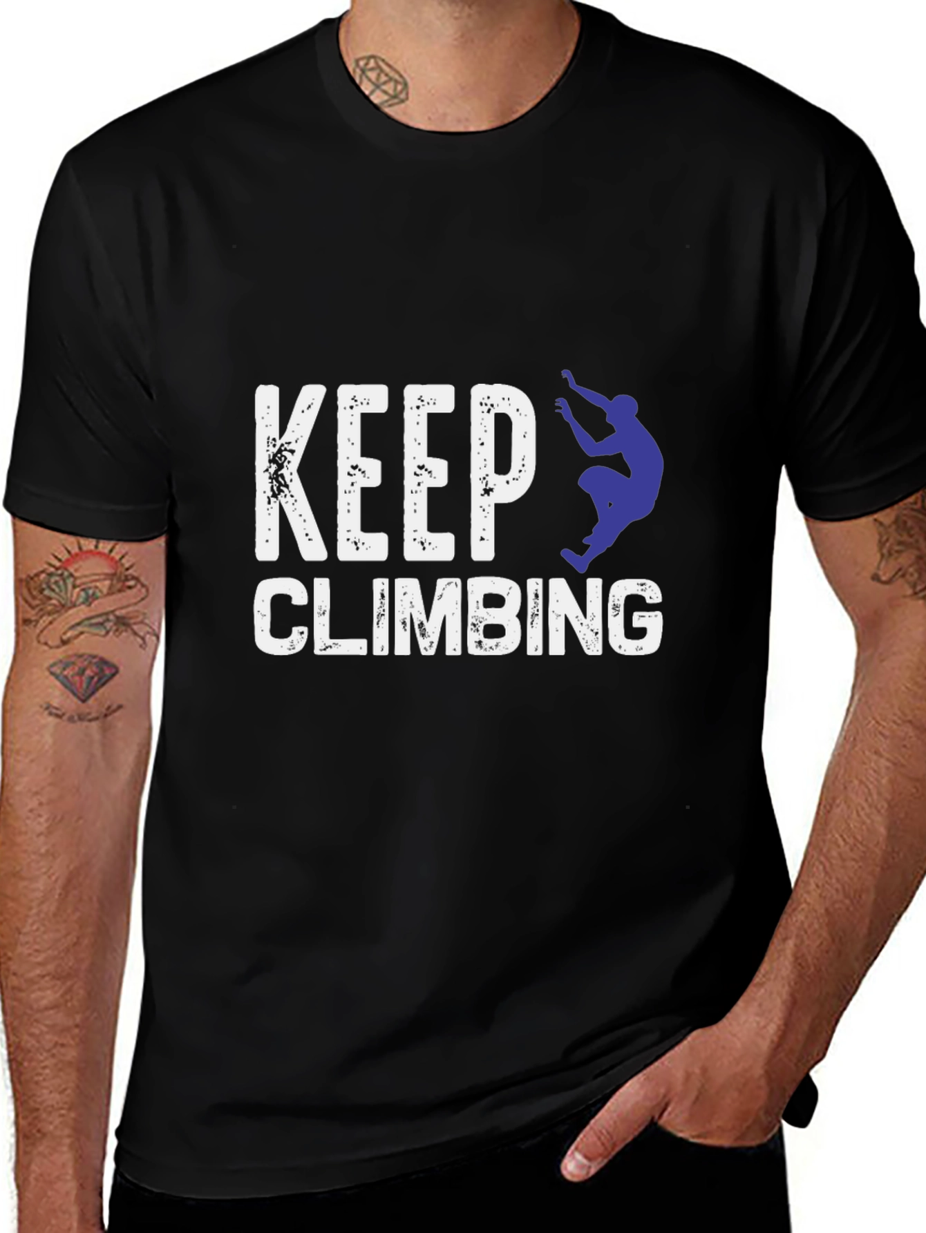 Keep Climbing Black Graphic T-Shirt