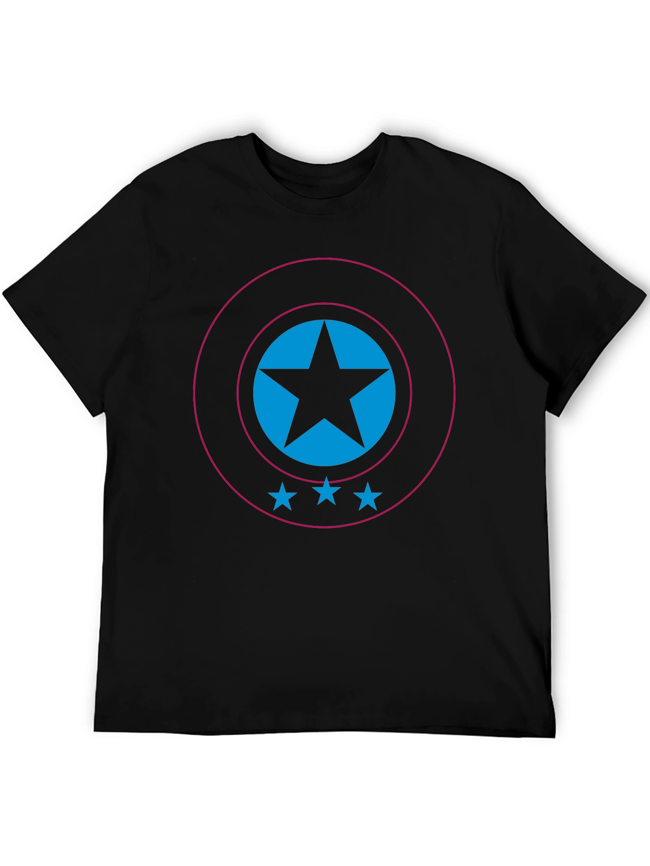 Stylish Black T-Shirt with Star Shield Design