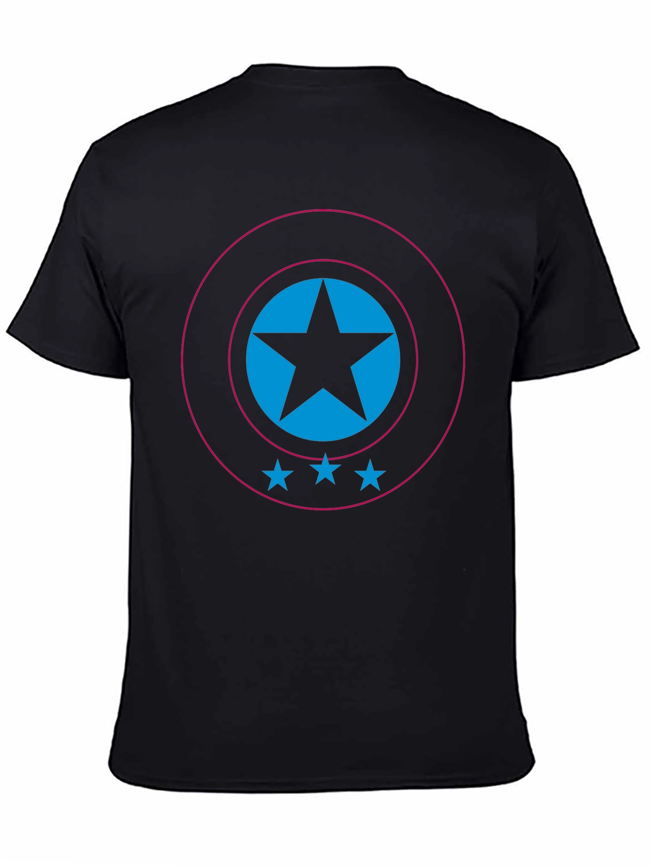 Stylish Black T-Shirt with Star Shield Design