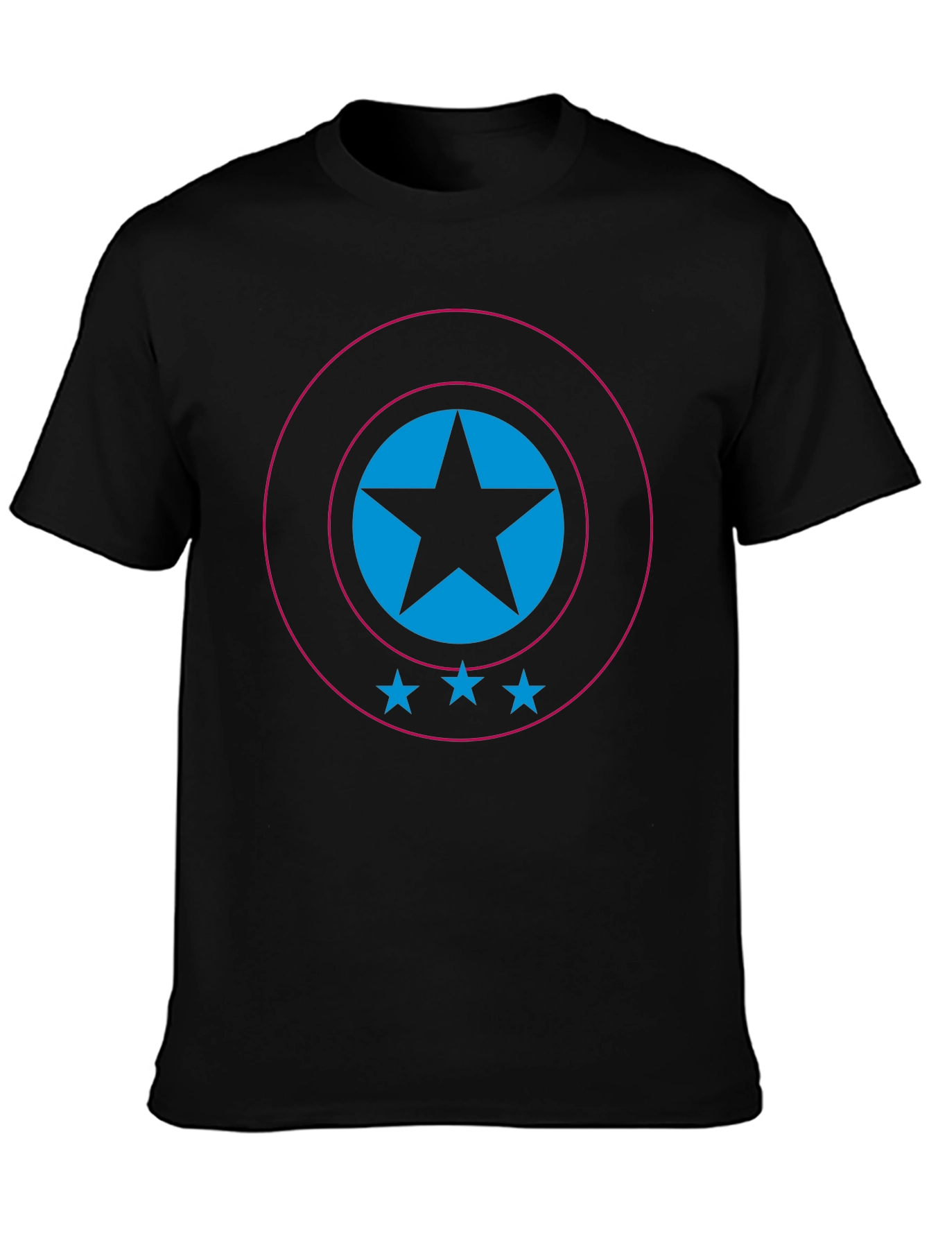 Stylish Black T-Shirt with Star Shield Design
