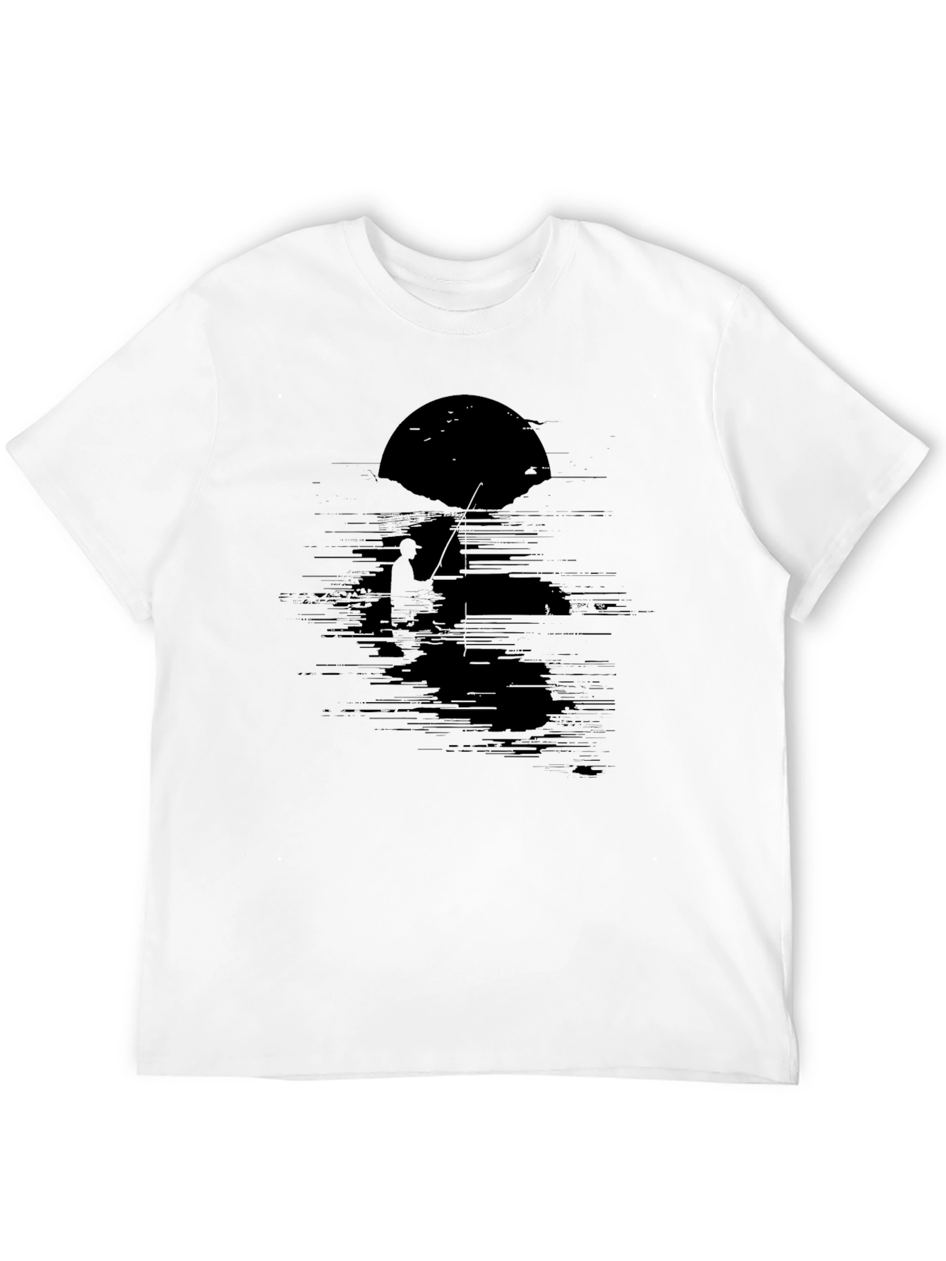 Mens Black Fishing Graphic Tee