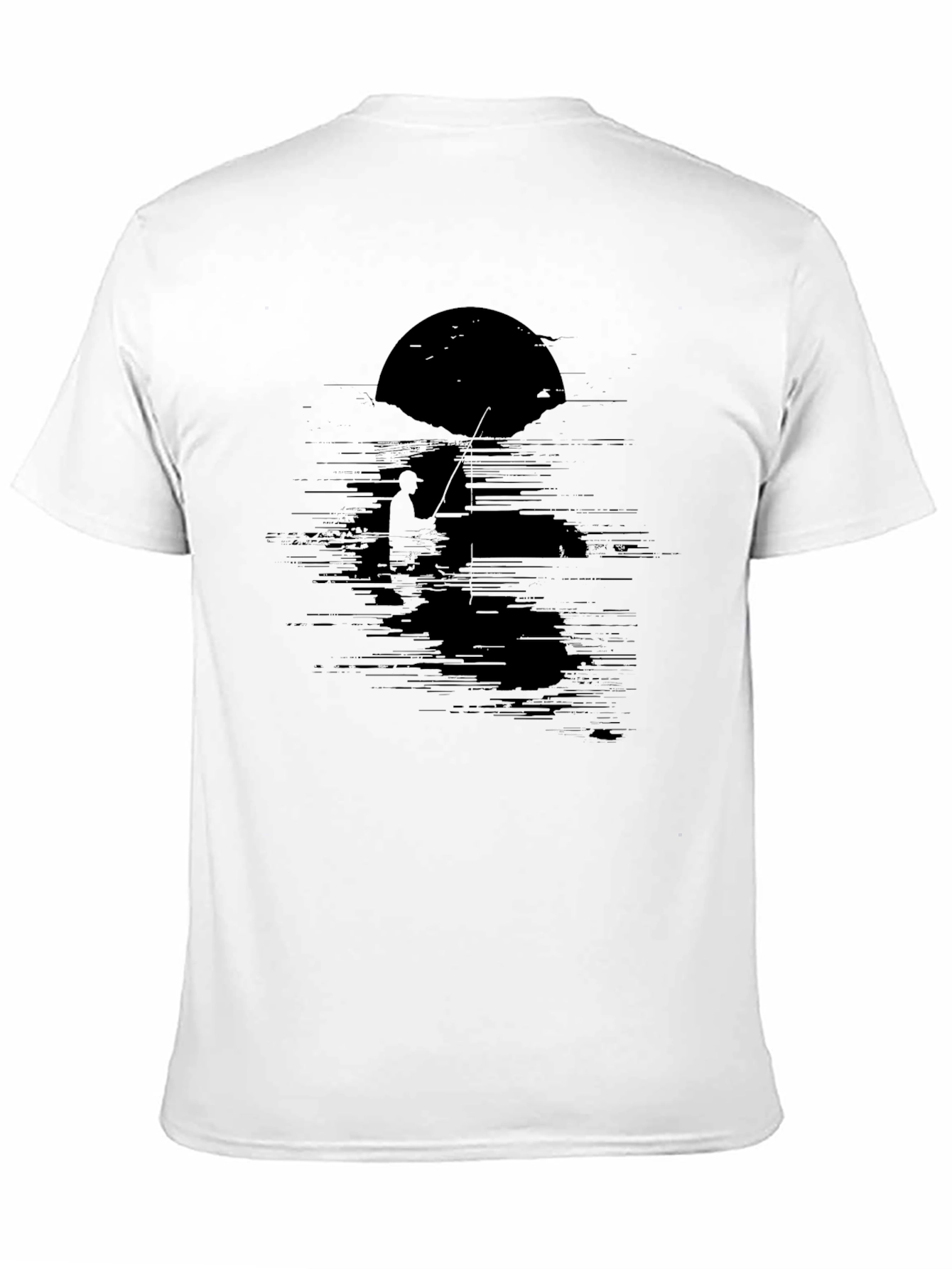 Mens Black Fishing Graphic Tee