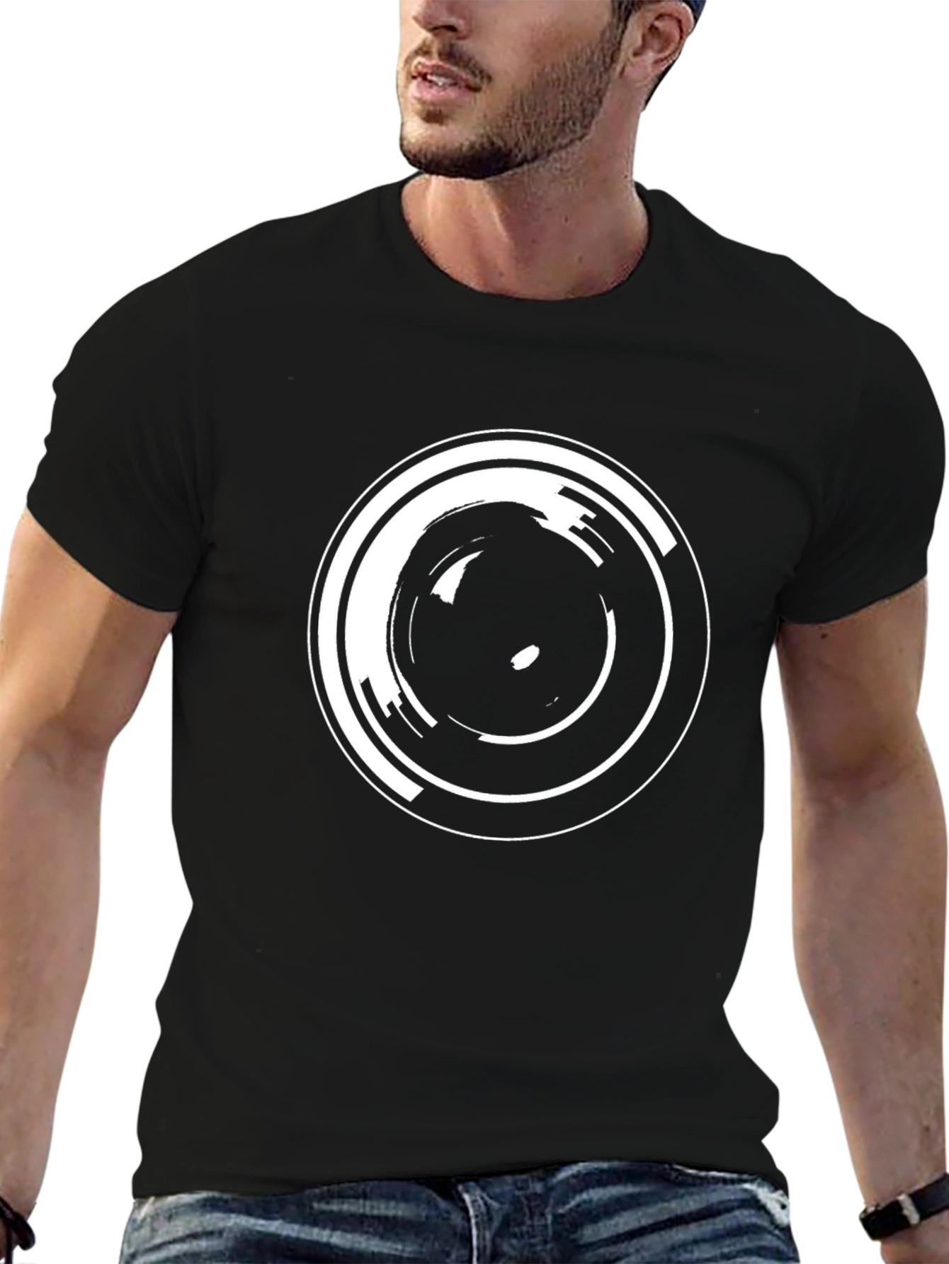 Abstract Circle Graphic Black T-Shirt
