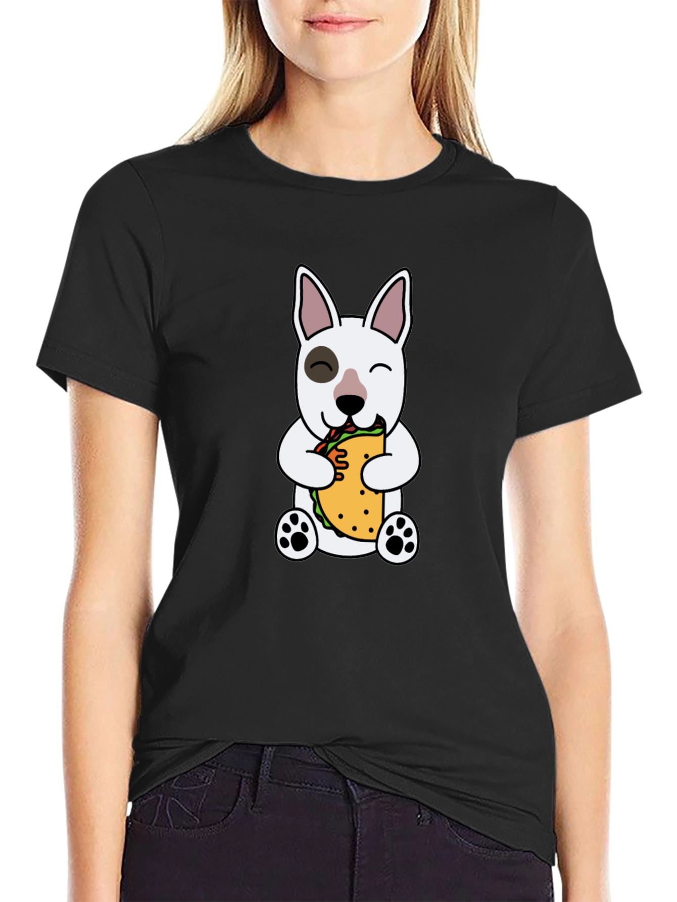 Dog Eating Sandwich Graphic T-Shirt