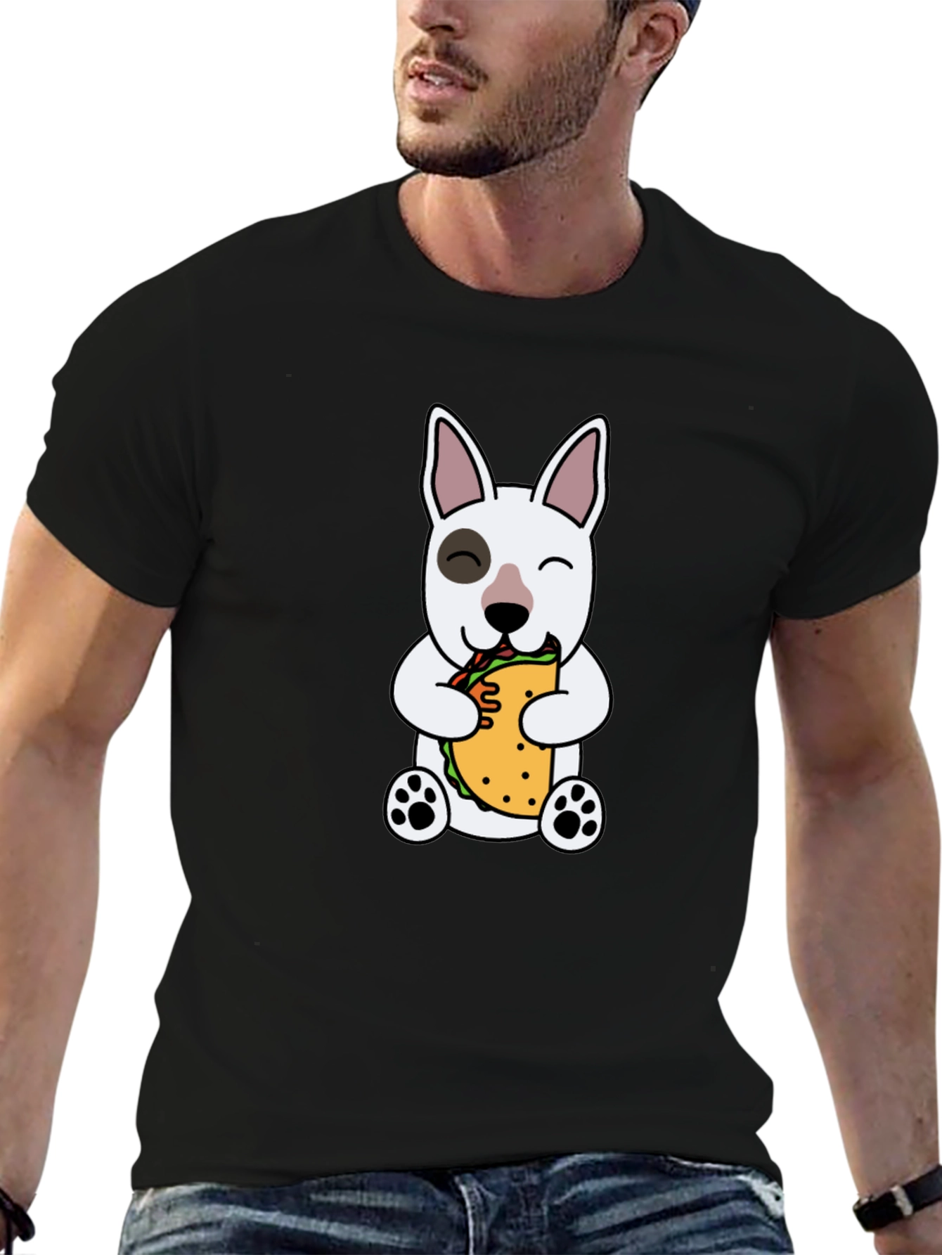 Dog Eating Sandwich Graphic T-Shirt