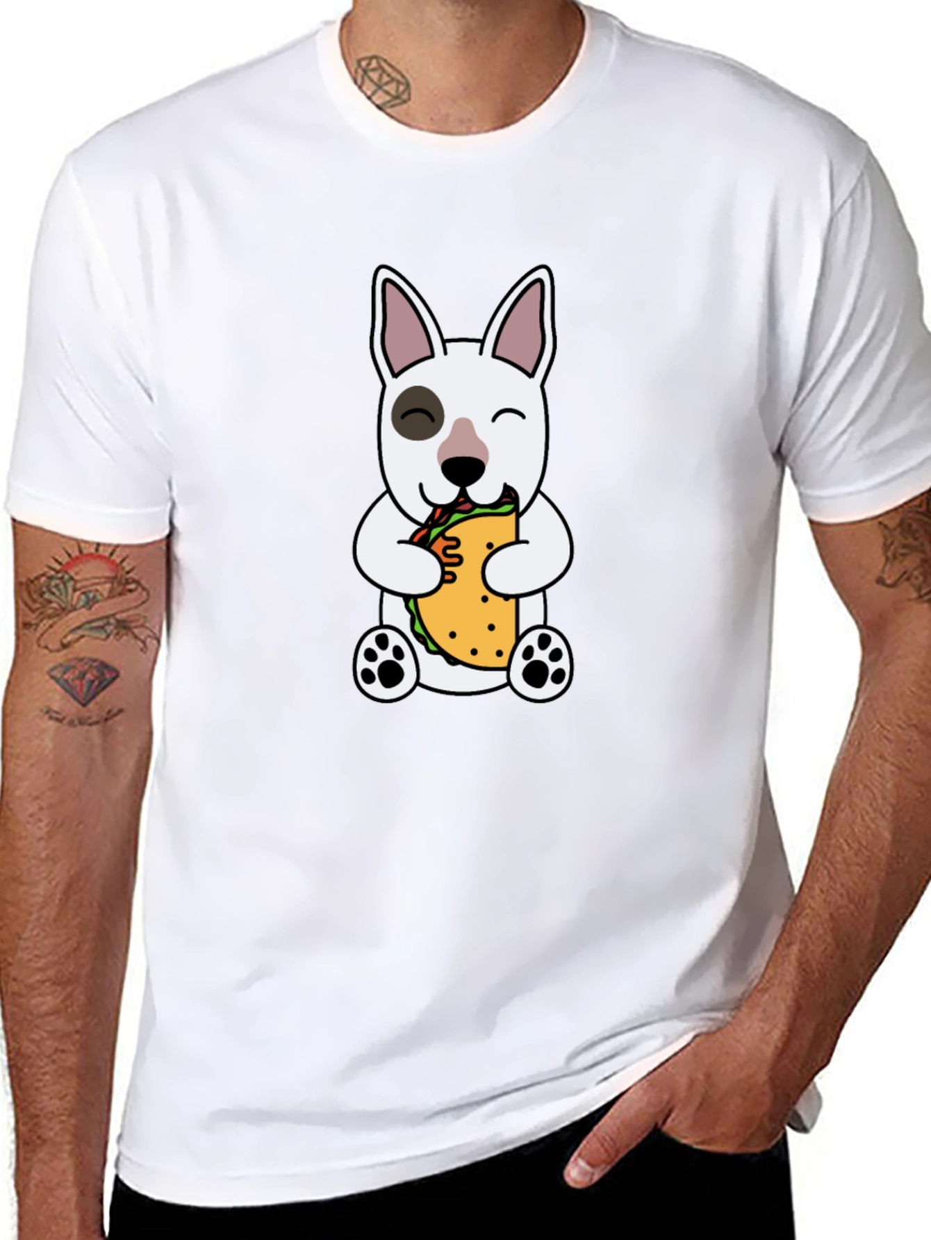 Dog Eating Sandwich Graphic T-Shirt