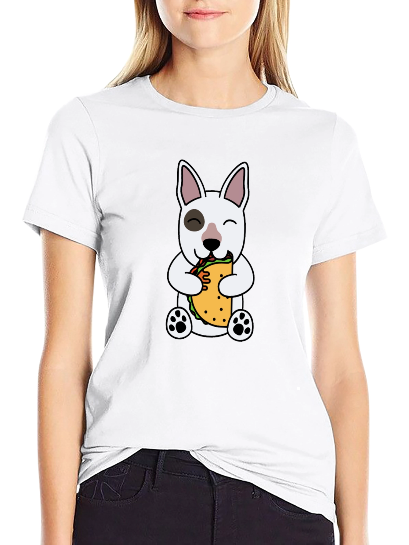 Dog Eating Sandwich Graphic T-Shirt