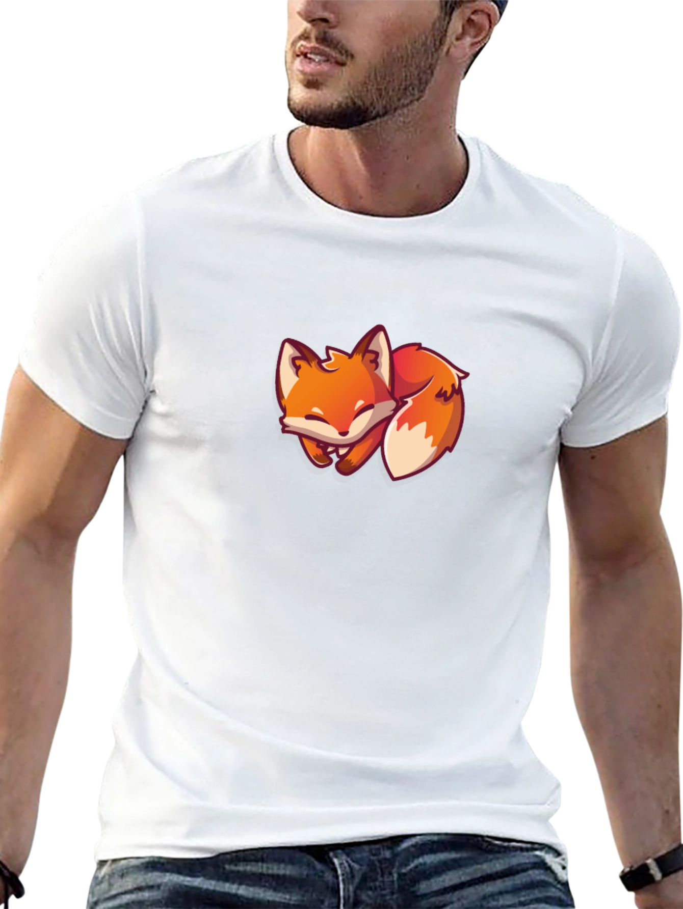 Black Fox T-Shirt - Cute Cartoon Fox Design