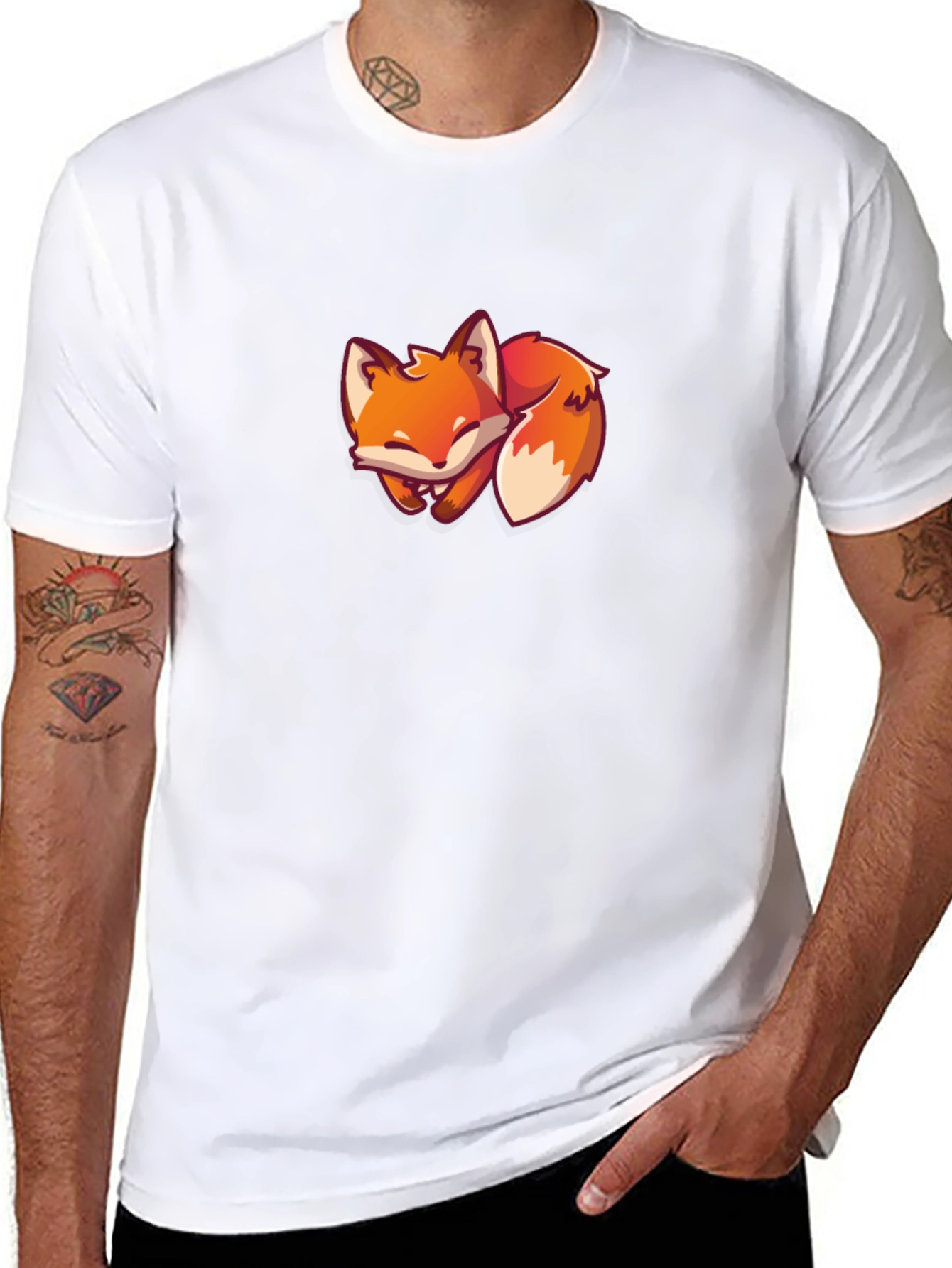 Black Fox T-Shirt - Cute Cartoon Fox Design