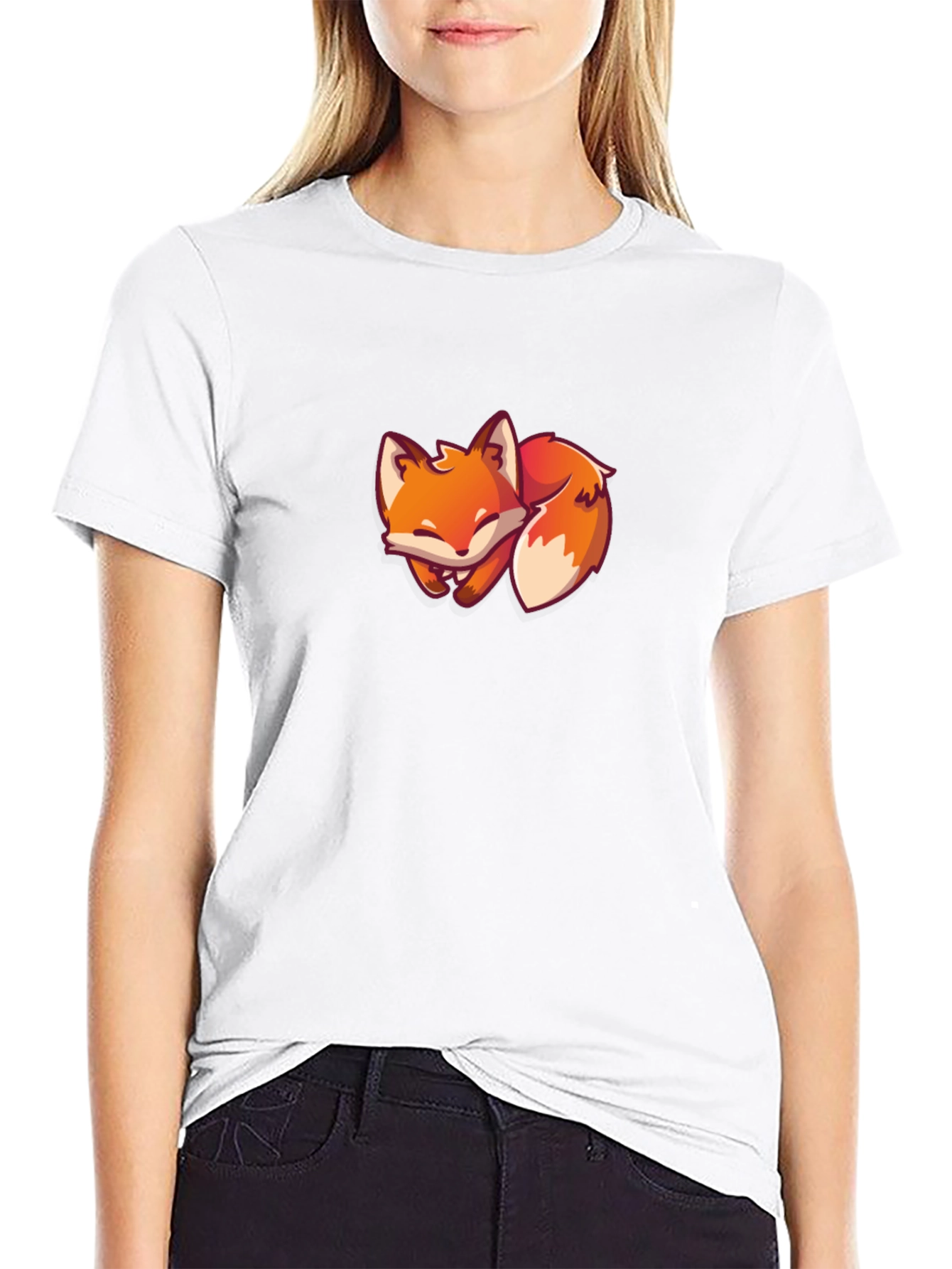 Black Fox T-Shirt - Cute Cartoon Fox Design