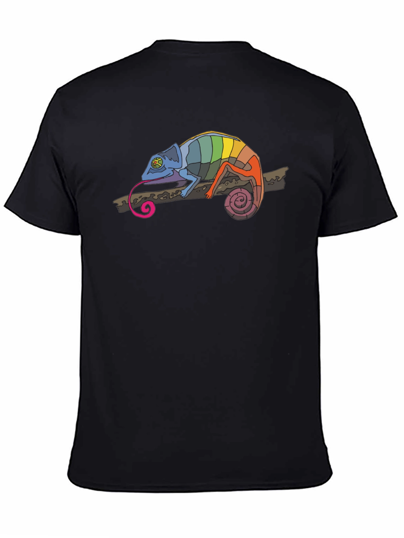 Rainbow Chameleon Graphic T-Shirt - Mens Black Tee