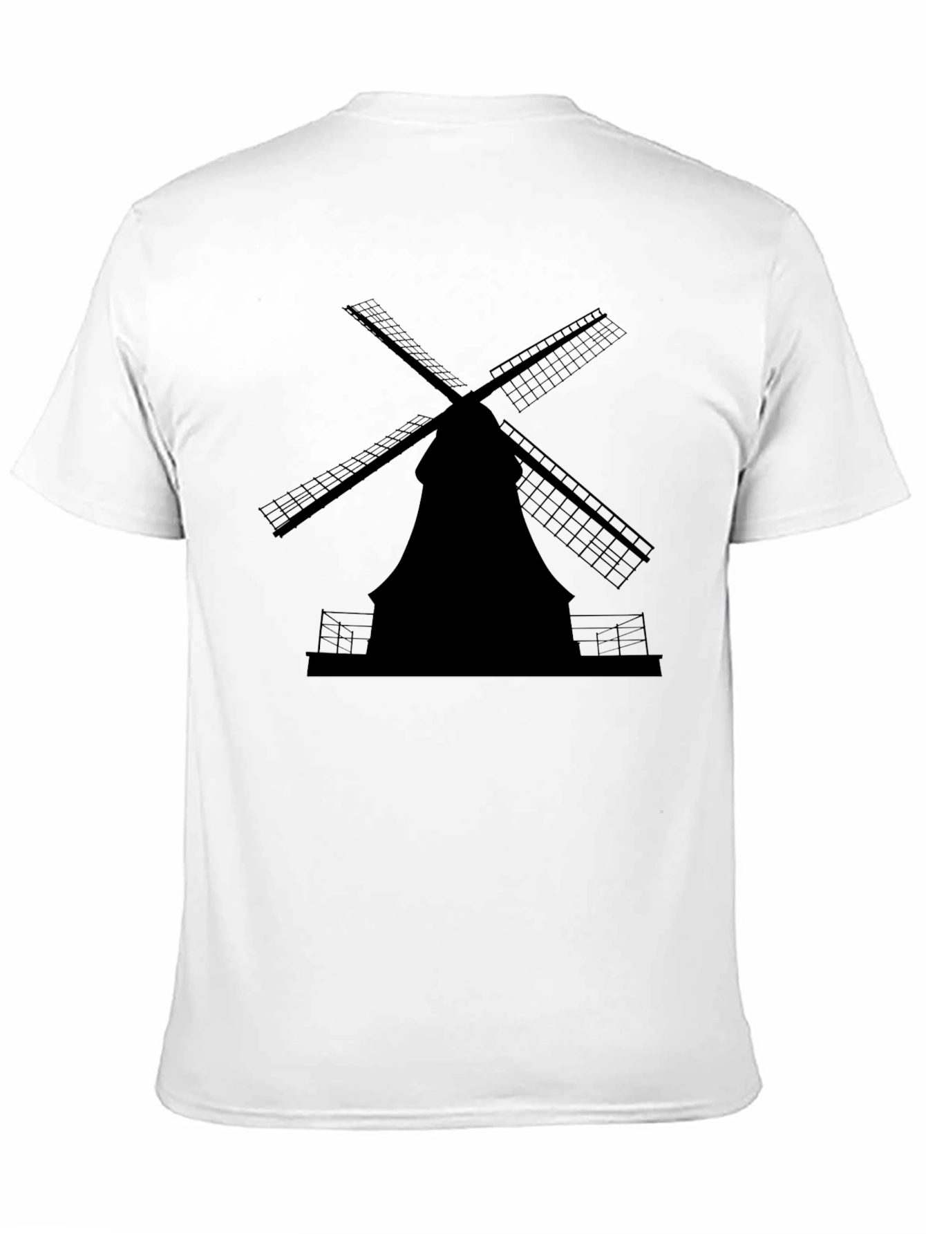 Dutch Windmill Silhouette Tee - Classic Black Cotton T-Shirt