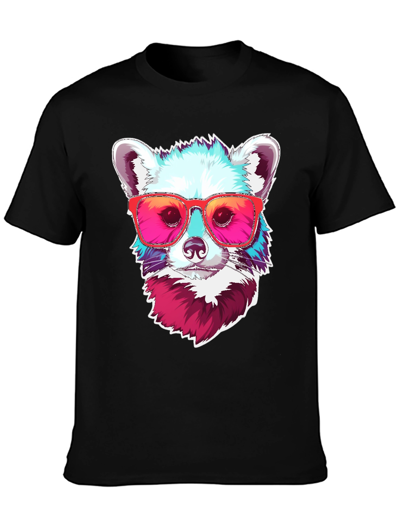 Cool Raccoon Graphic Tee - Black Cotton T-Shirt