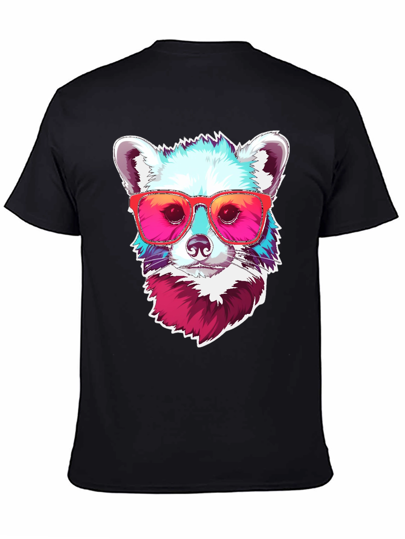 Cool Raccoon Graphic Tee - Black Cotton T-Shirt