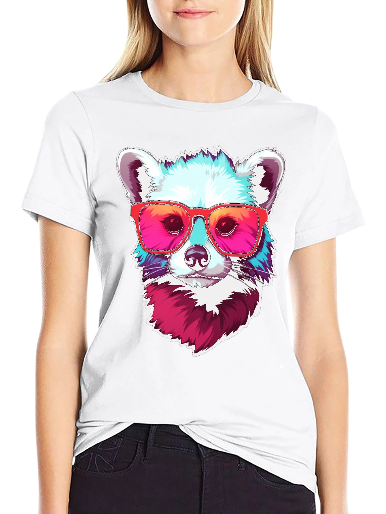 Cool Raccoon Graphic Tee - Black Cotton T-Shirt