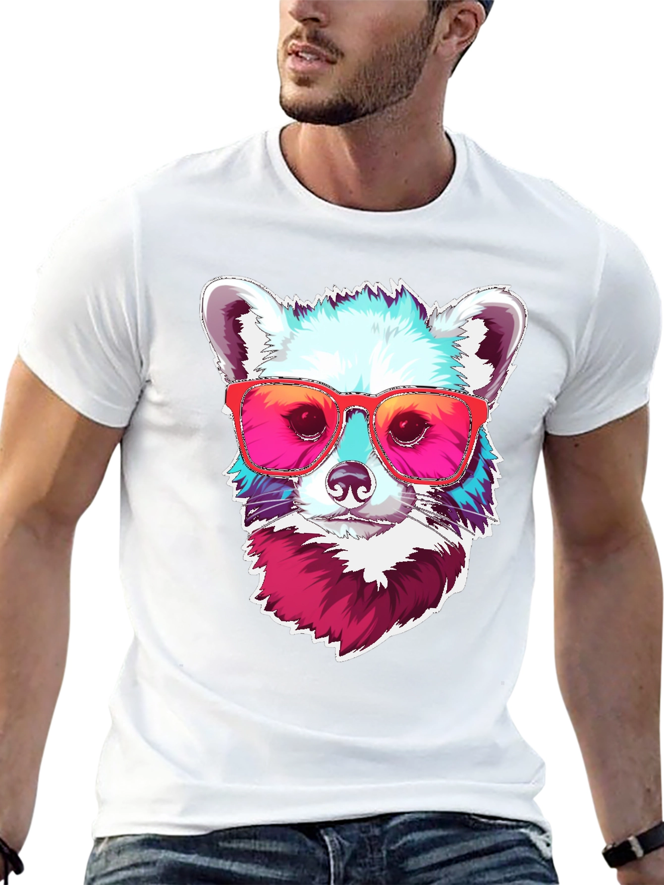 Cool Raccoon Graphic Tee - Black Cotton T-Shirt