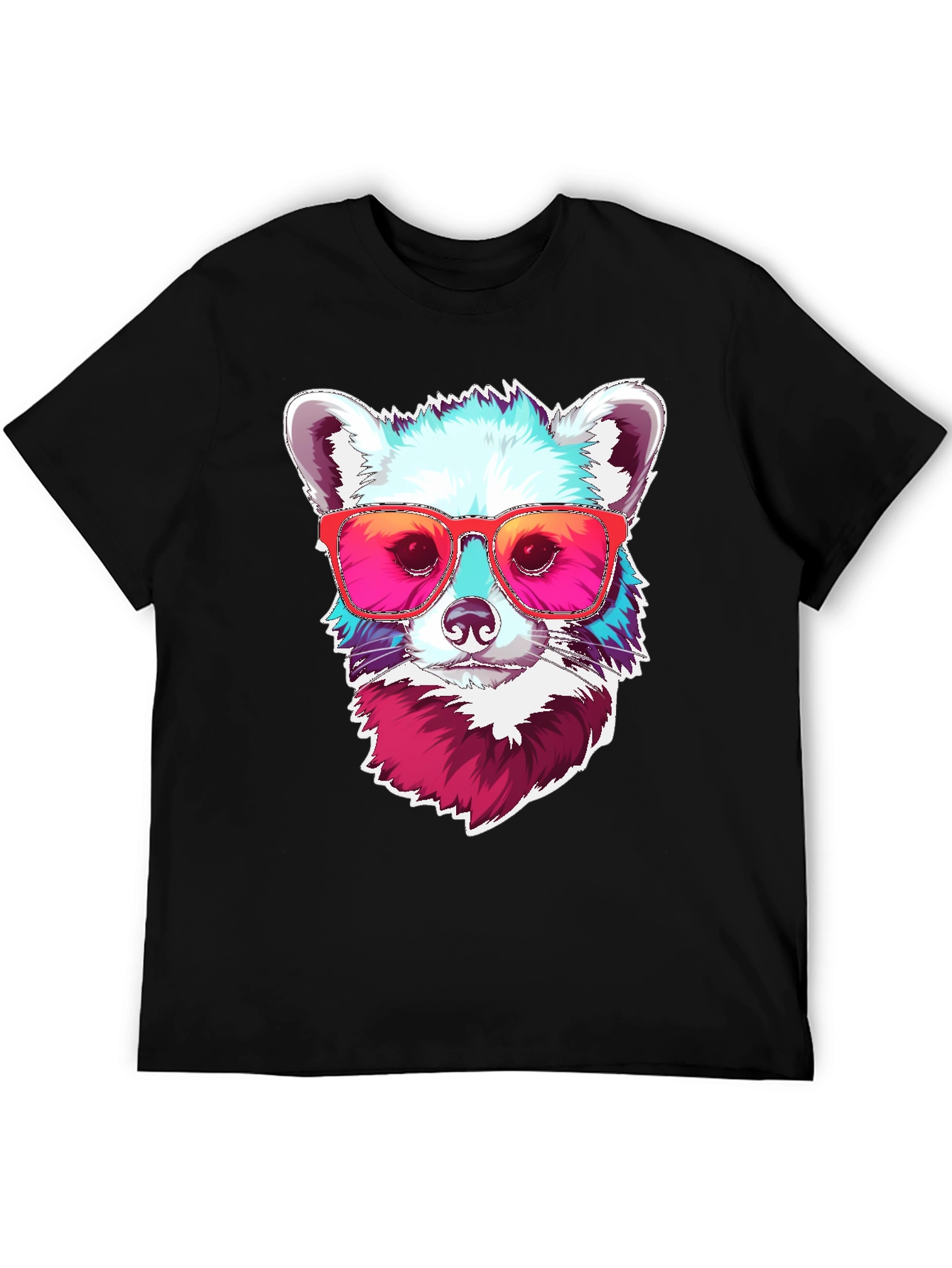 Cool Raccoon Graphic Tee - Black Cotton T-Shirt